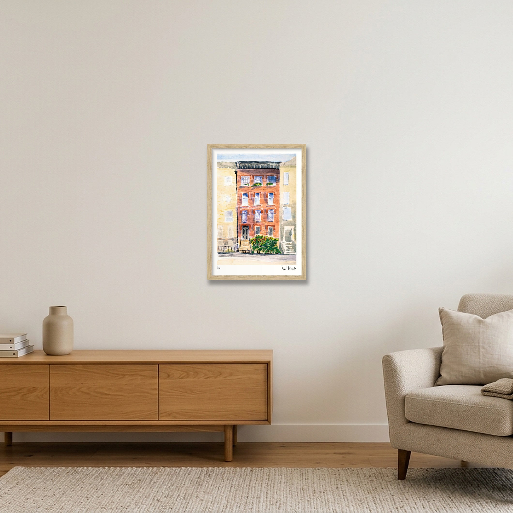 Brownstone No 1 — A3 (30×42cm, 12×17") Oak Frame