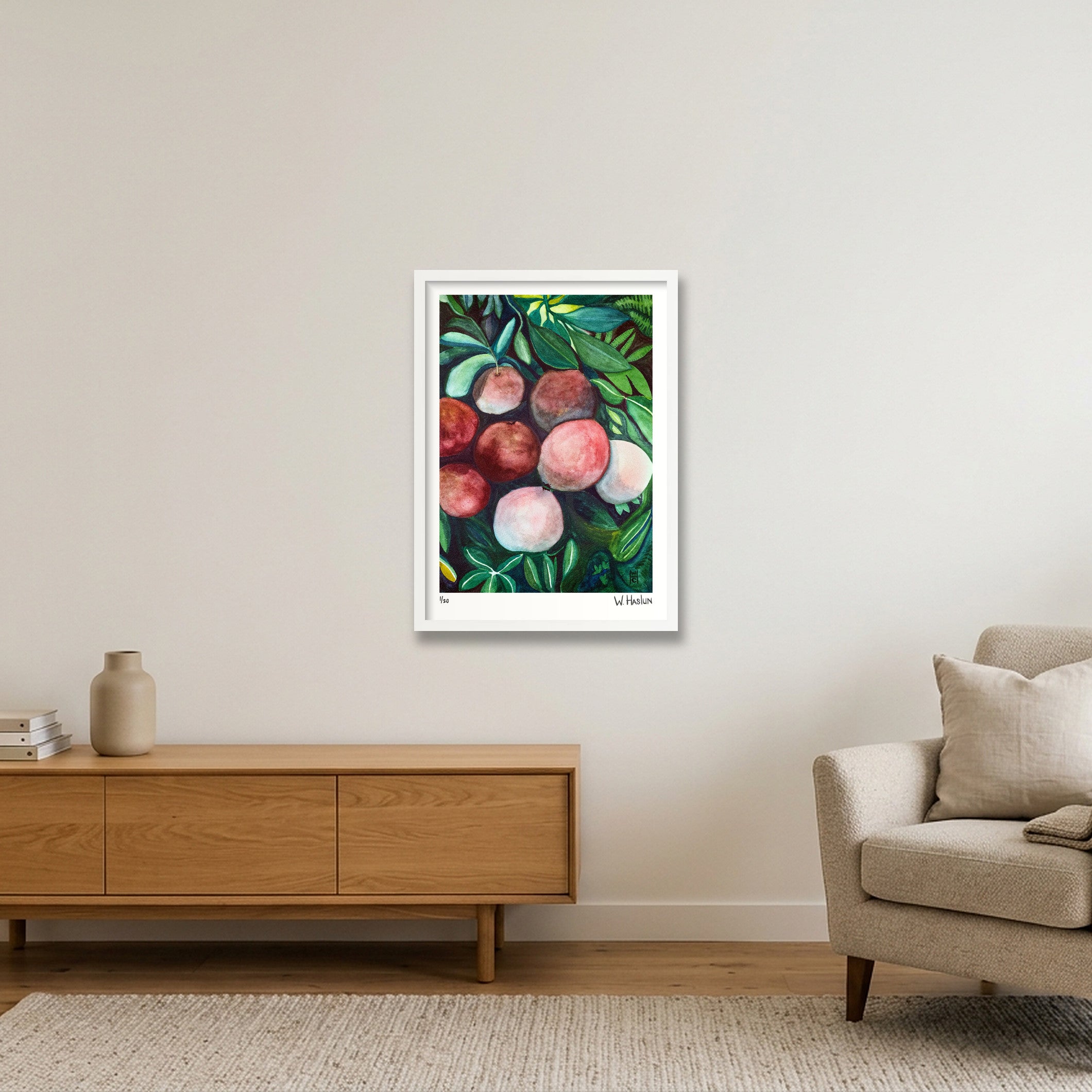Pomegranates — 42×59cm, 17×23" White Frame