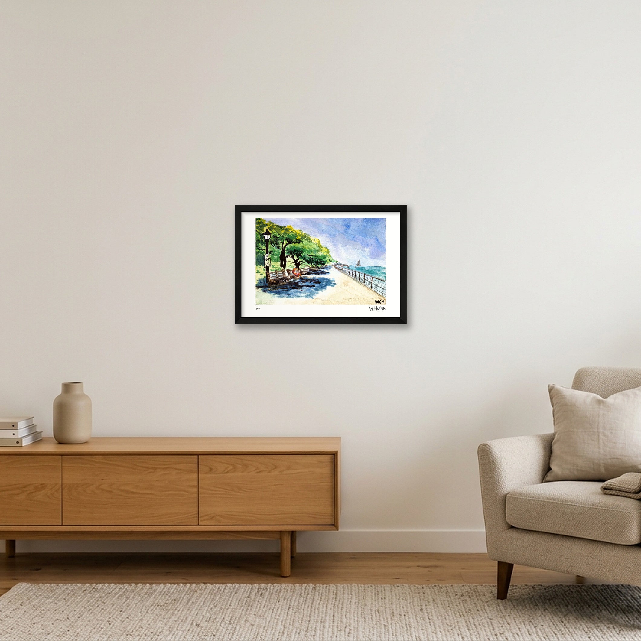 Riverside Park Read — 45×30cm, 18×12" Black Frame