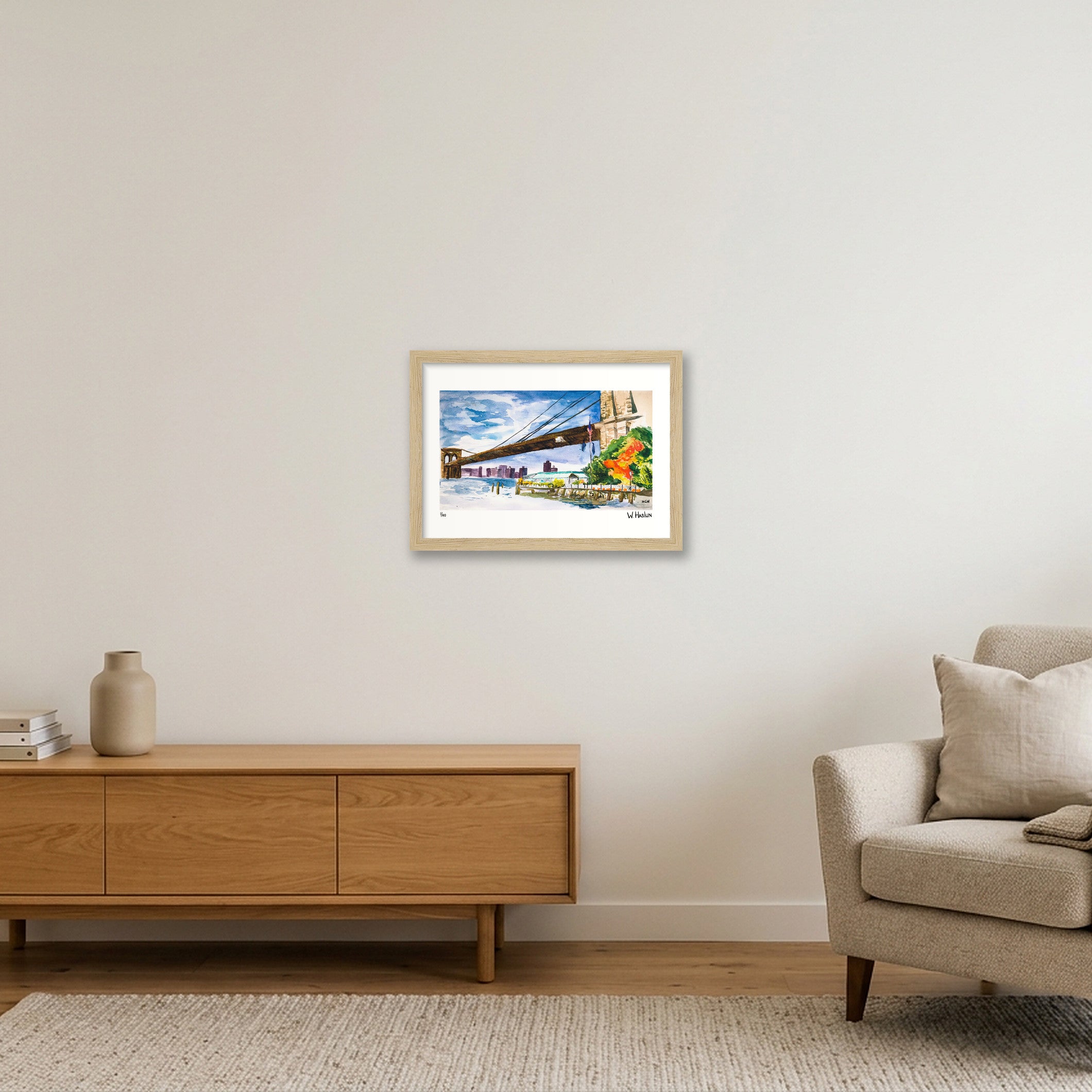 River Cafe Under Brooklyn Bridge — A4 (30×21cm, 12×8") Oak Frame