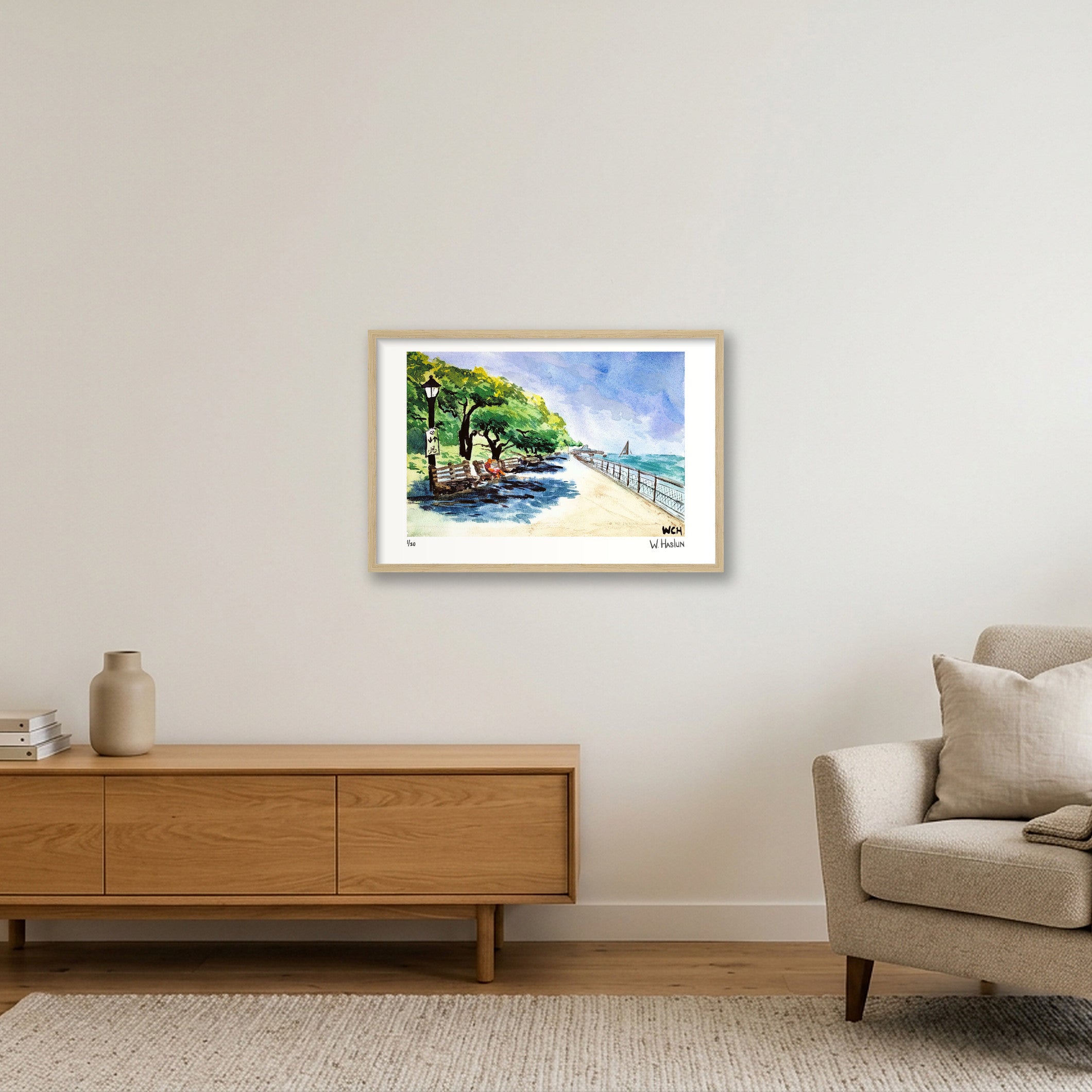 Riverside Park Read — 60×40cm, 24×16" Oak Frame