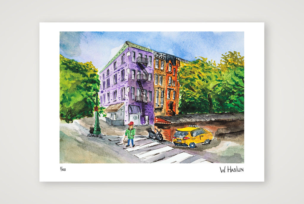 Purple Building on W73rd — A4 (30×21cm, 12×8") Print only