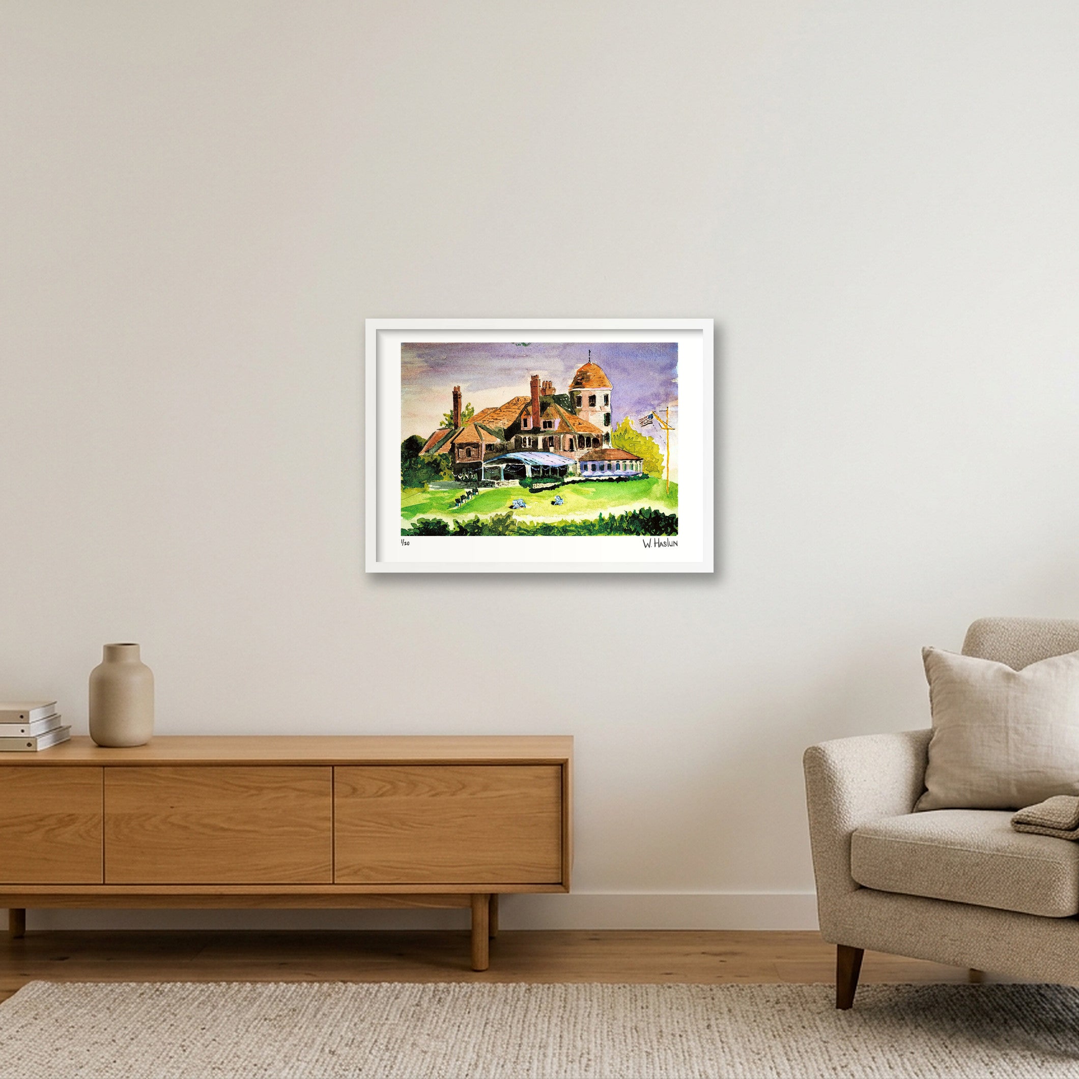 Sunset at Castle Hill Inn — 59×42cm, 23×17" White Frame