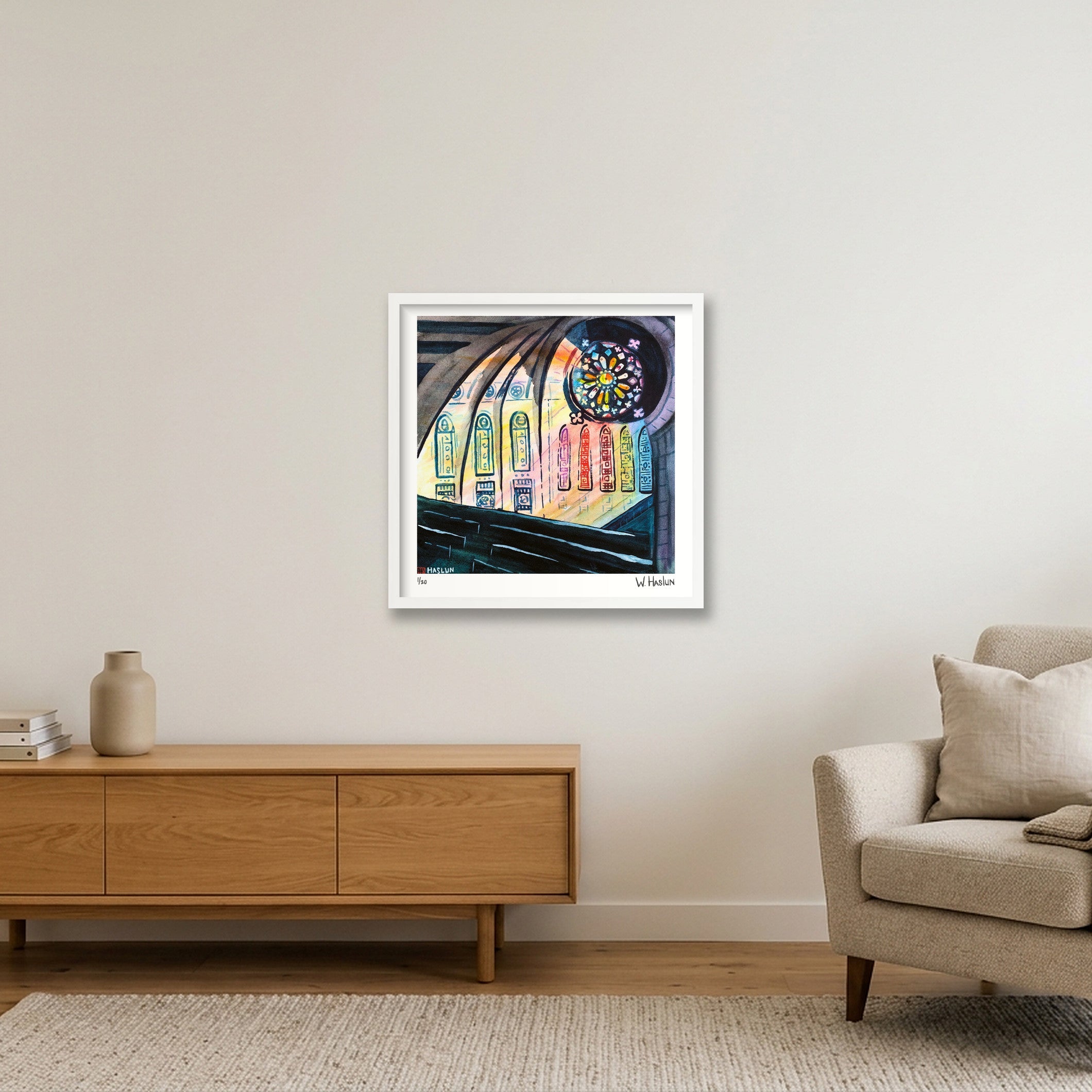Divine Light — 50×50cm, 20×20" White Frame