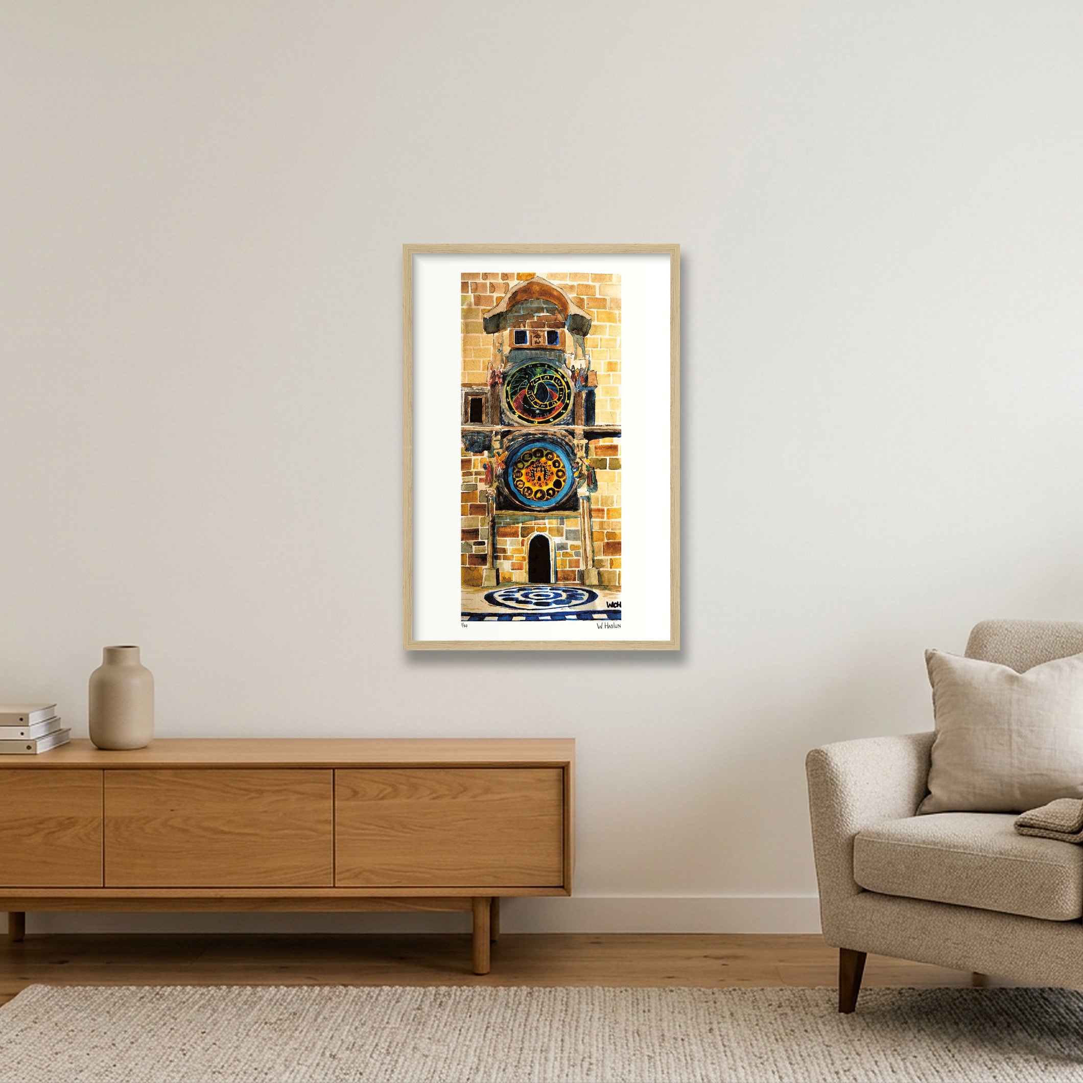 Prague Astronomical Clock — 40×60cm, 16×24" Oak Frame