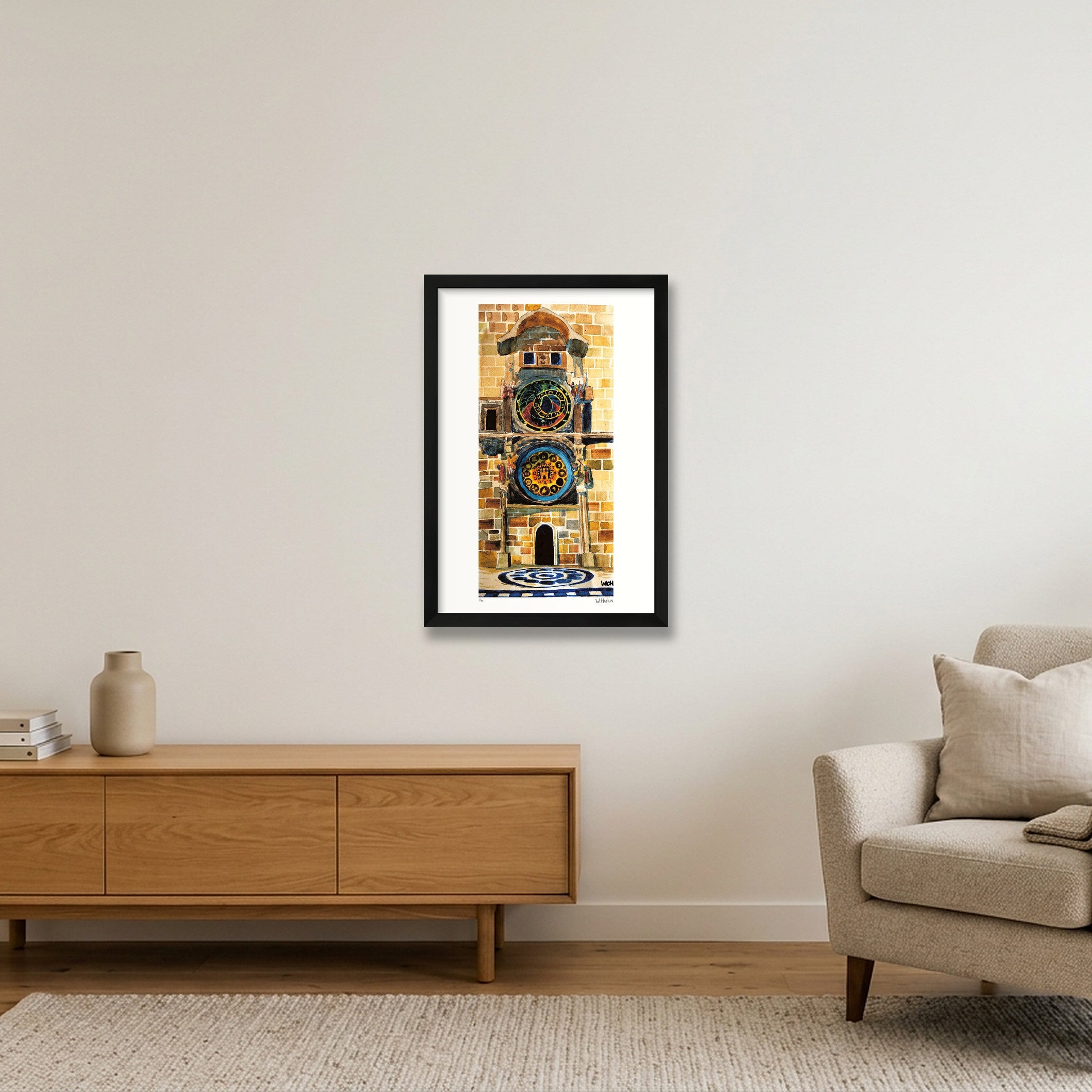 Prague Astronomical Clock — 30×45cm, 12×18" Black Frame