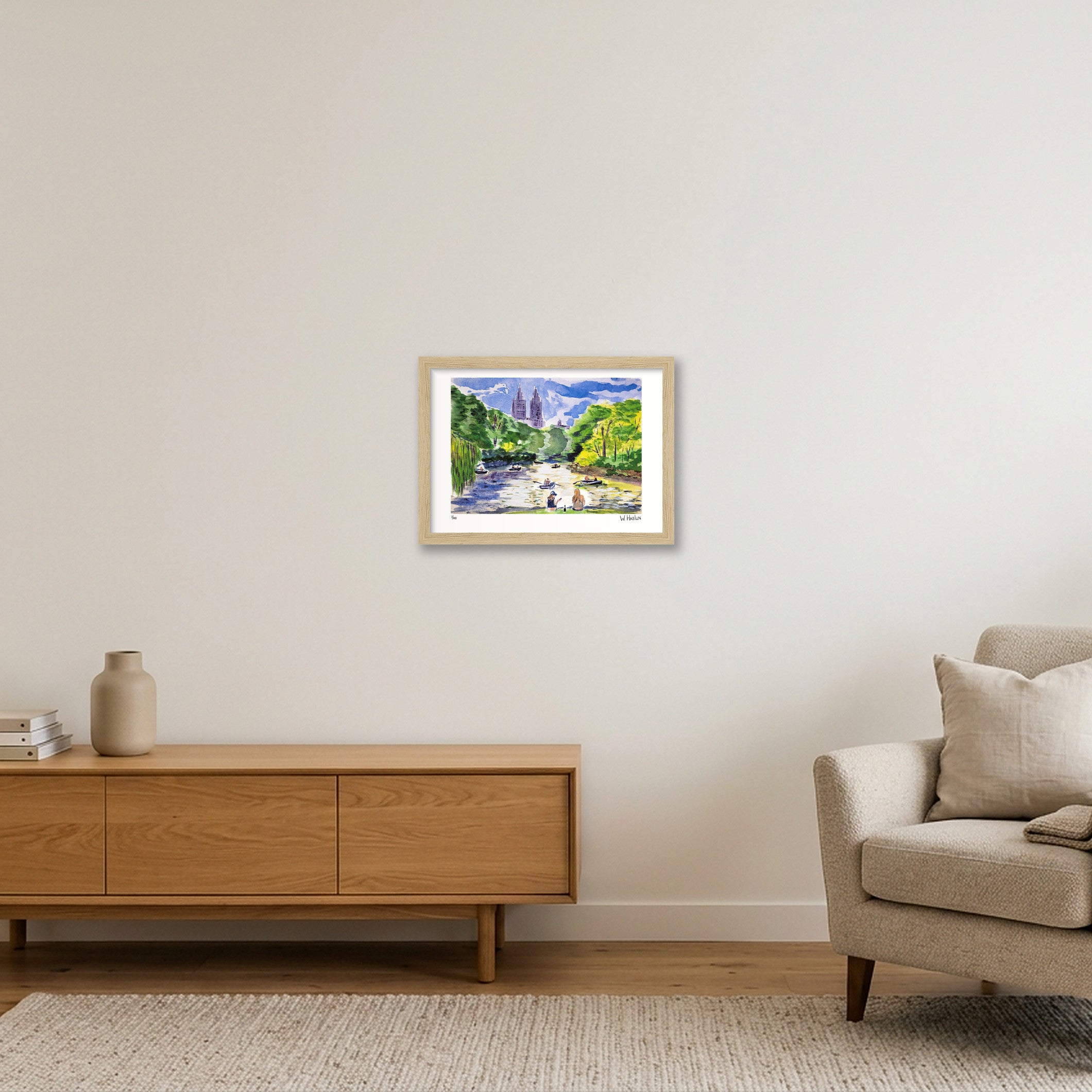 Central Park Boating — A4 (30×21cm, 12×8") Oak Frame