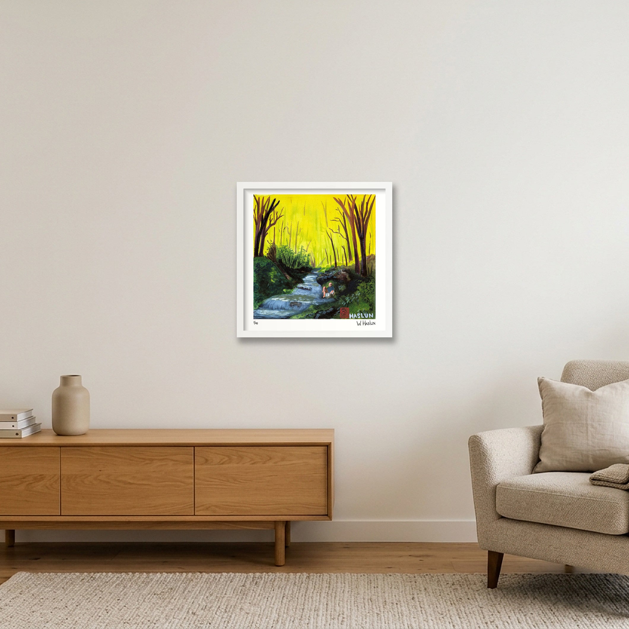 Forest Spring — 40×40cm, 16×16" White Frame