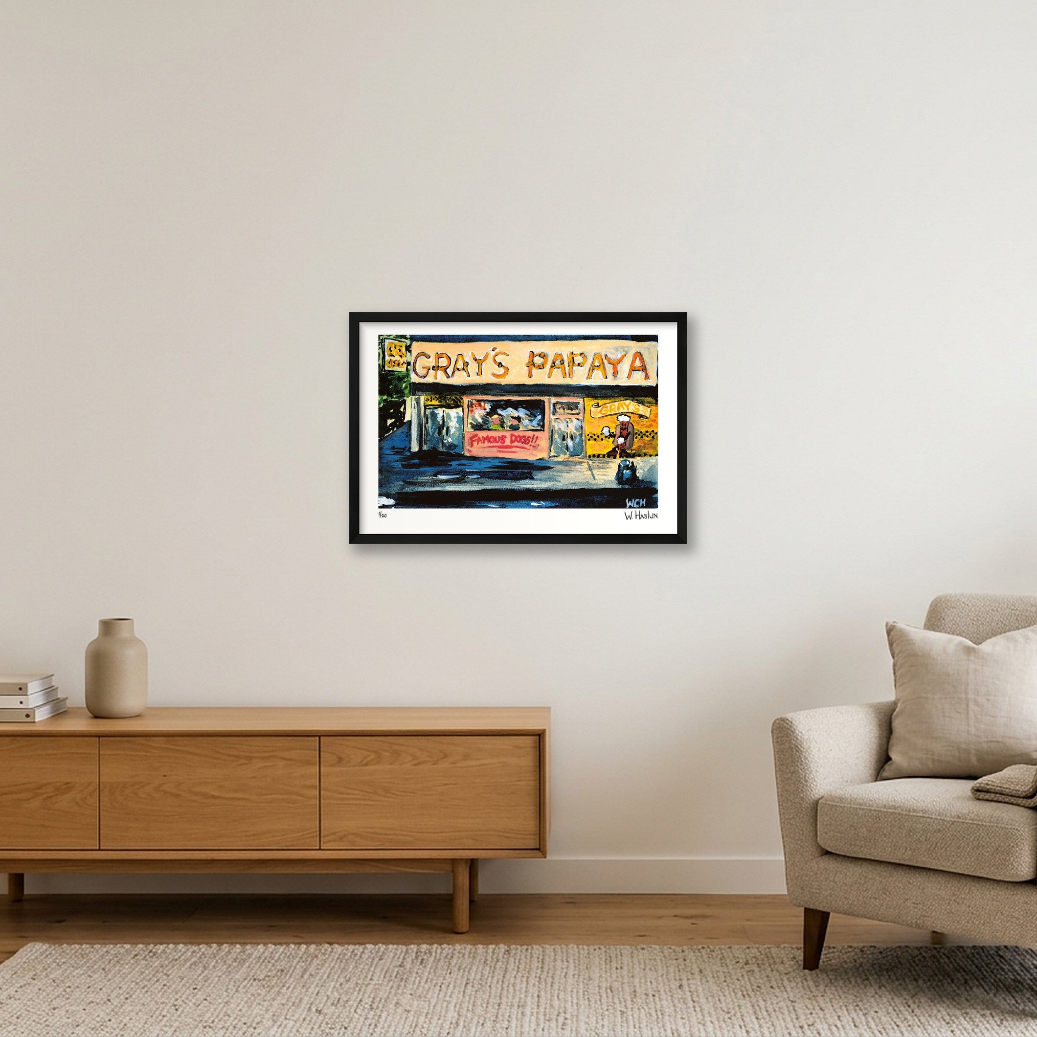 Gray's Papaya Famous Dogs — 60×40cm, 24×16" Black Frame