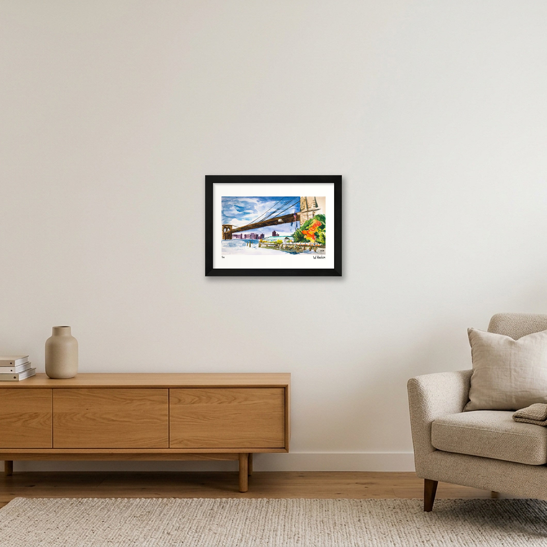 River Cafe Under Brooklyn Bridge — A4 (30×21cm, 12×8") Black Frame