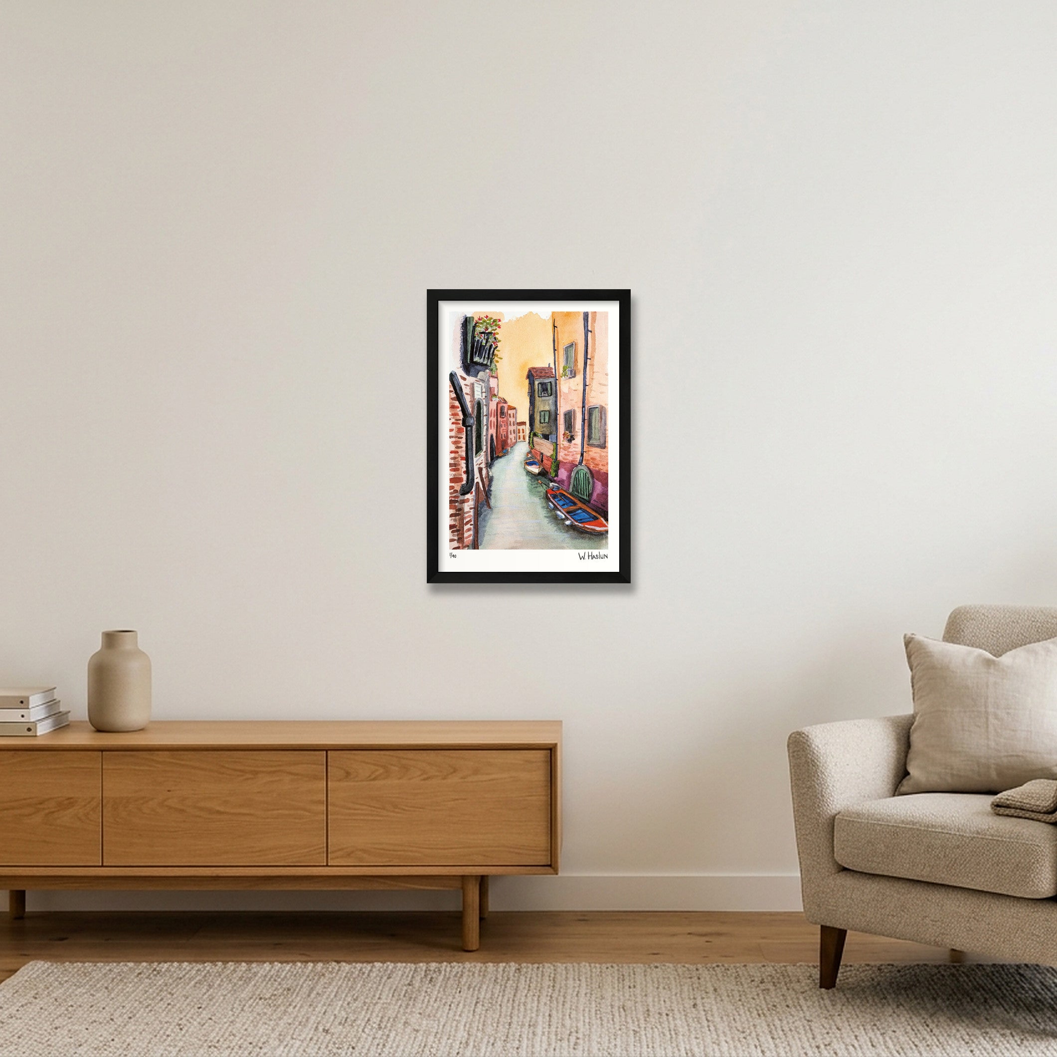 Venice Canal — 30×45cm, 12×18" Black Frame