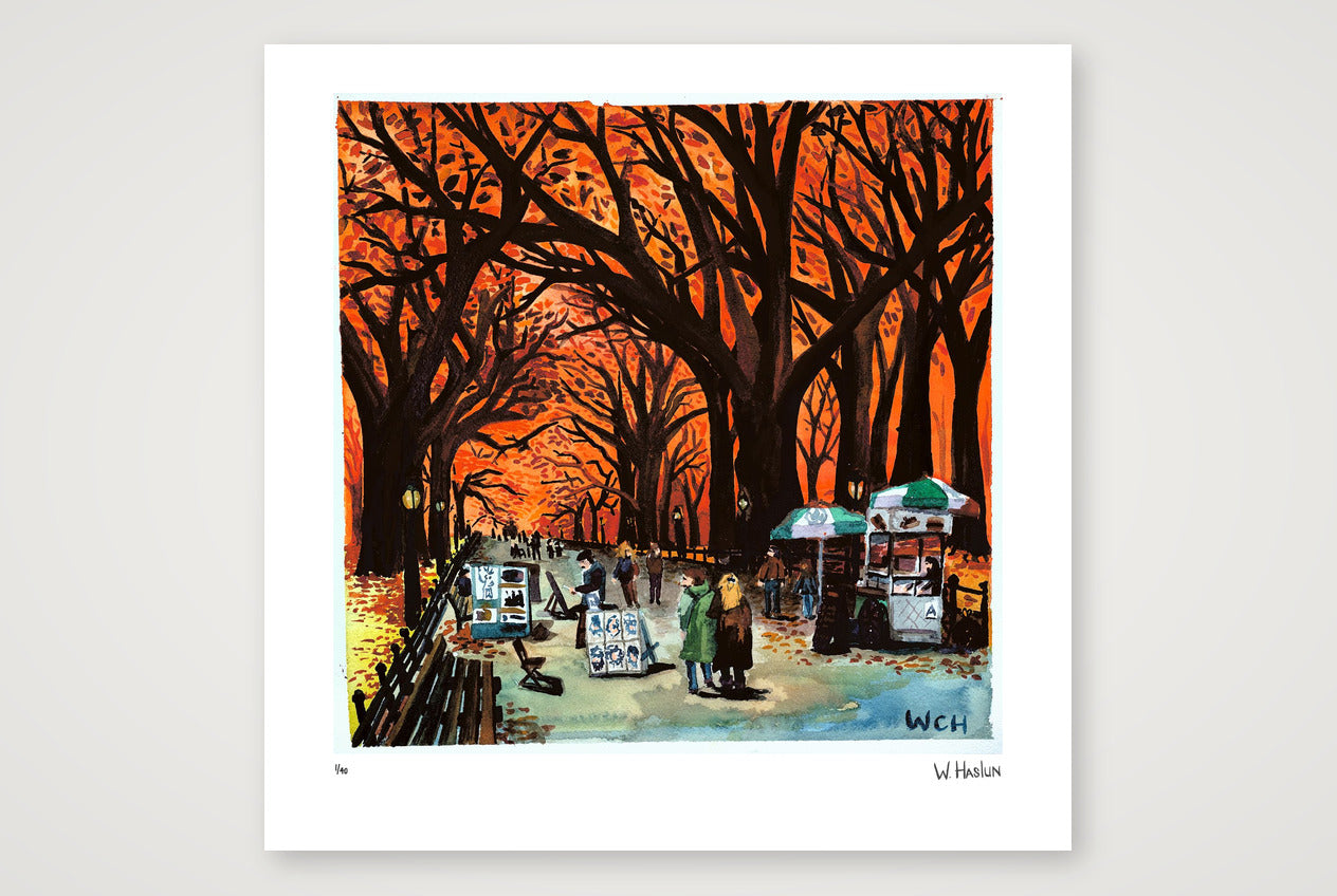 Orange Canopy Over Central Park — 40×40cm, 16×16" Print only