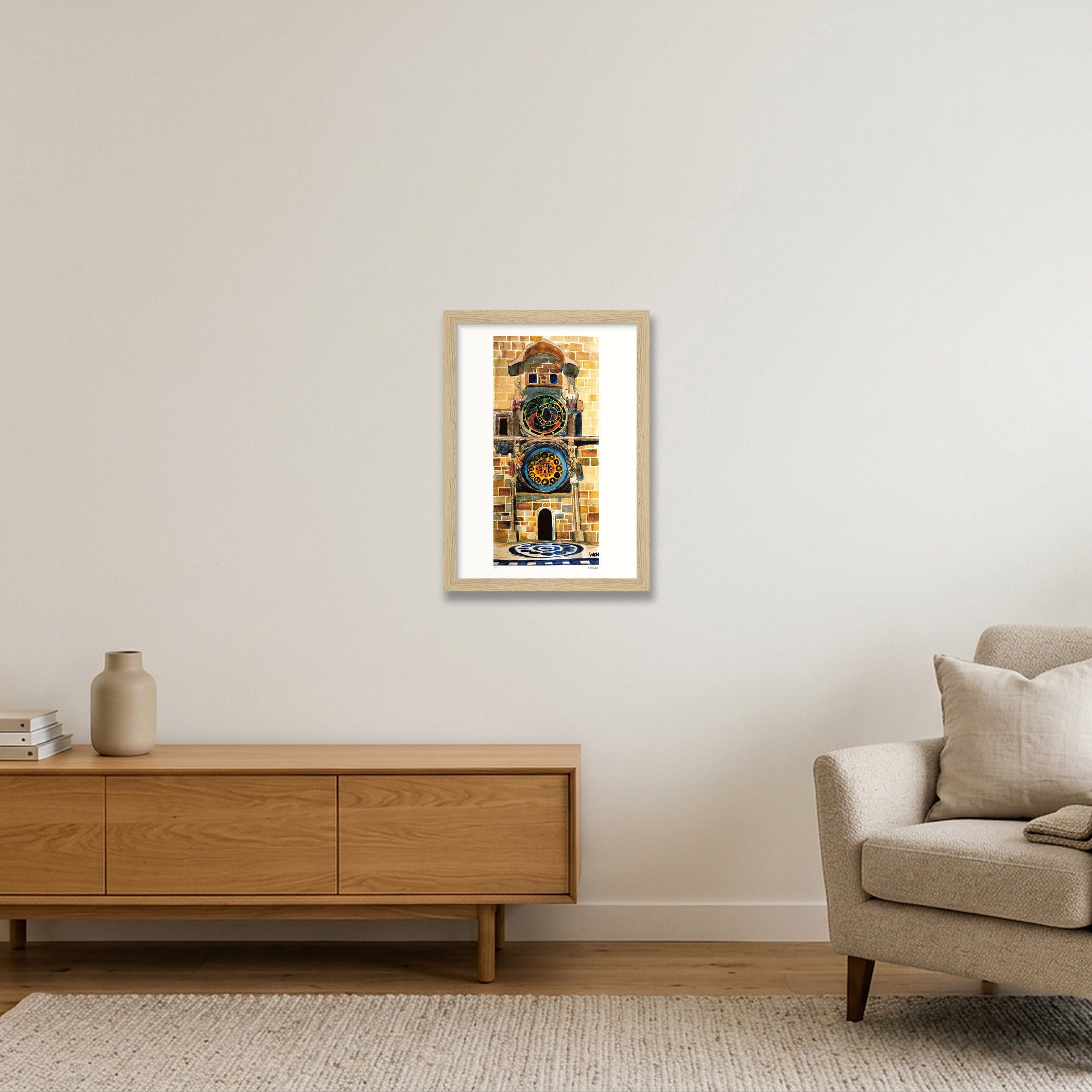 Prague Astronomical Clock — A4 (21×30cm, 8×12") Oak Frame