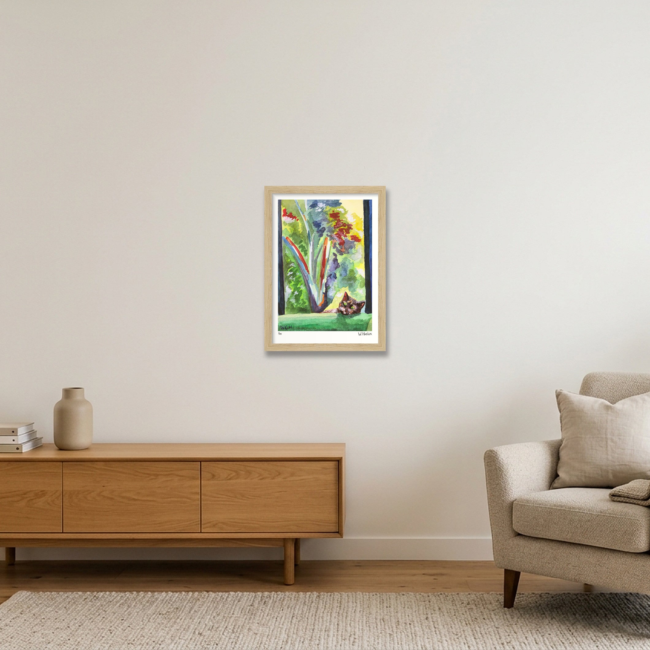 Julia's Cat — A4 (21×30cm, 8×12") Oak Frame