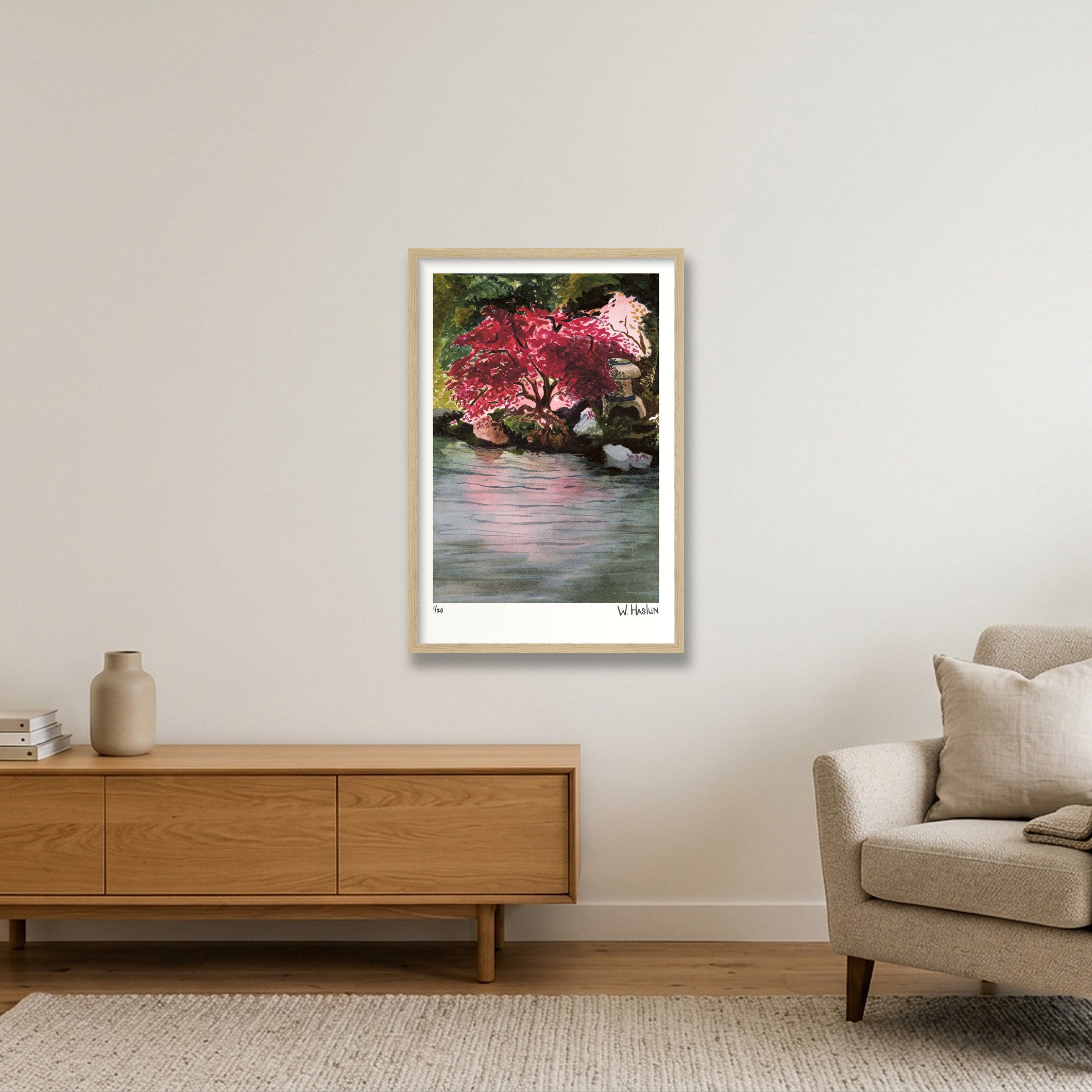 Japanese Maple — 40×60cm, 16×24" Oak Frame