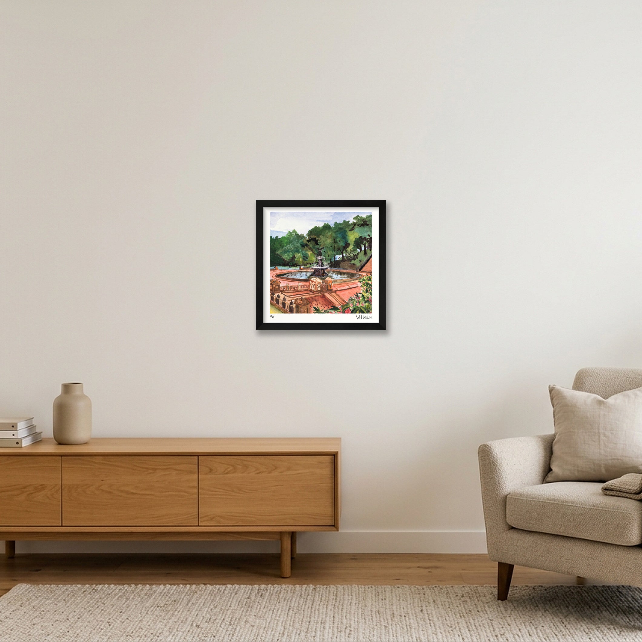 Bethesda Fountain — 30×30cm, 12×12" Black Frame