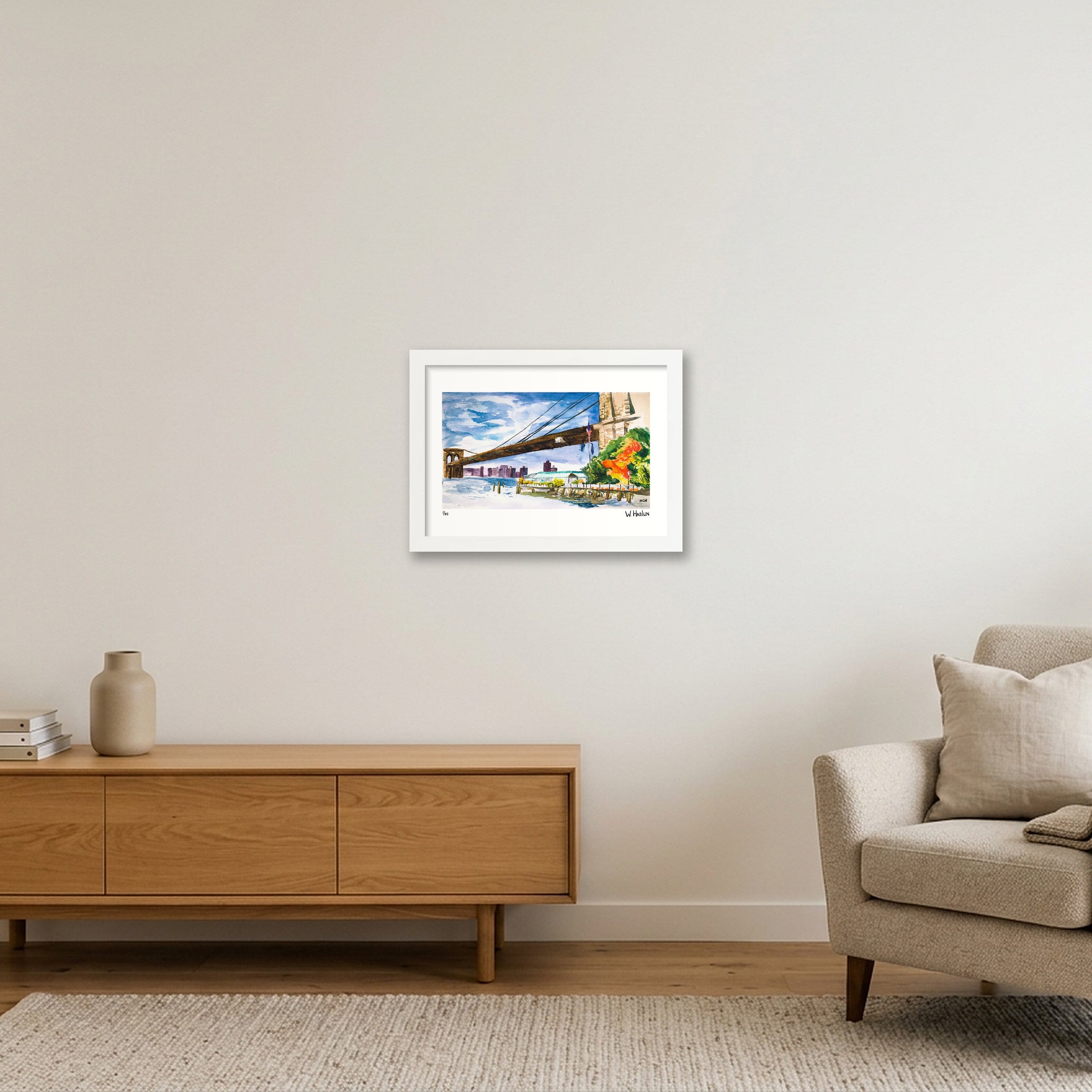 River Cafe Under Brooklyn Bridge — A4 (30×21cm, 12×8") White Frame