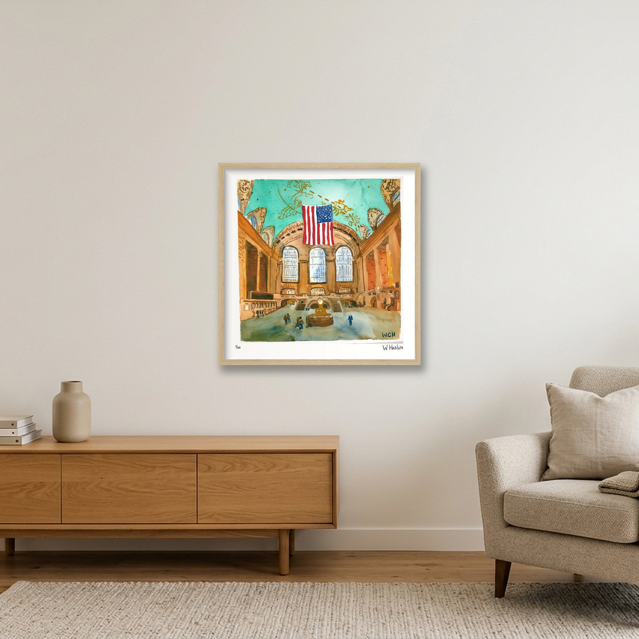 Grand Central Ticket Booth — 50×50cm, 20×20" Oak Frame