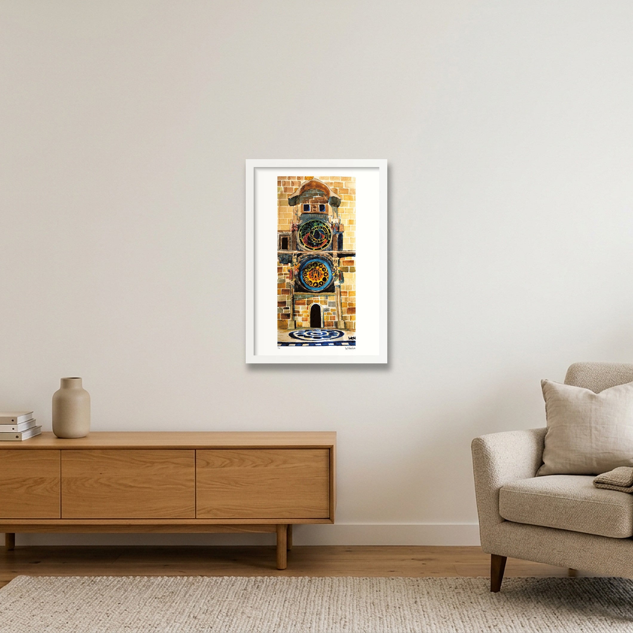Prague Astronomical Clock — 30×45cm, 12×18" White Frame