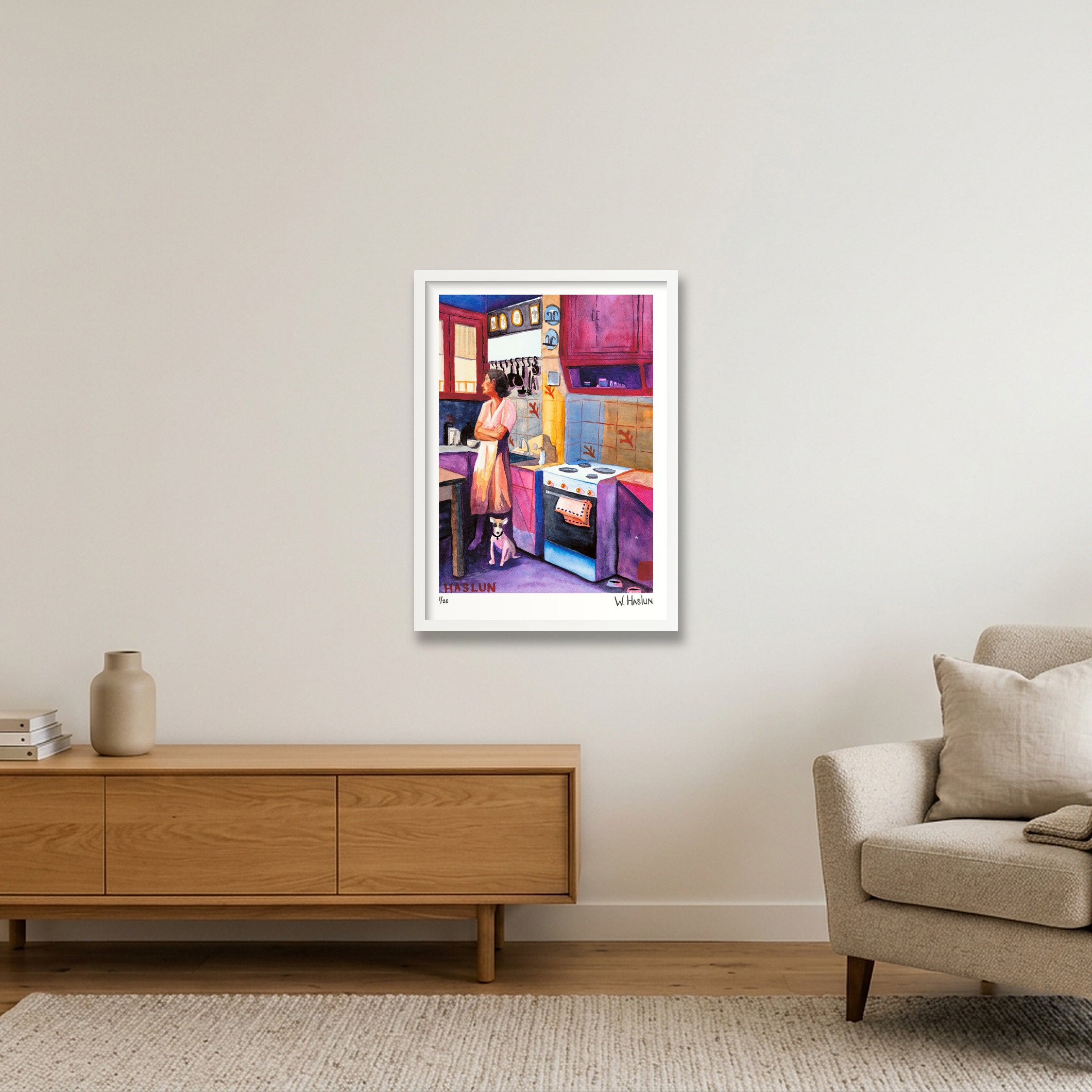 Late for Dinner — 42×59cm, 17×23" White Frame