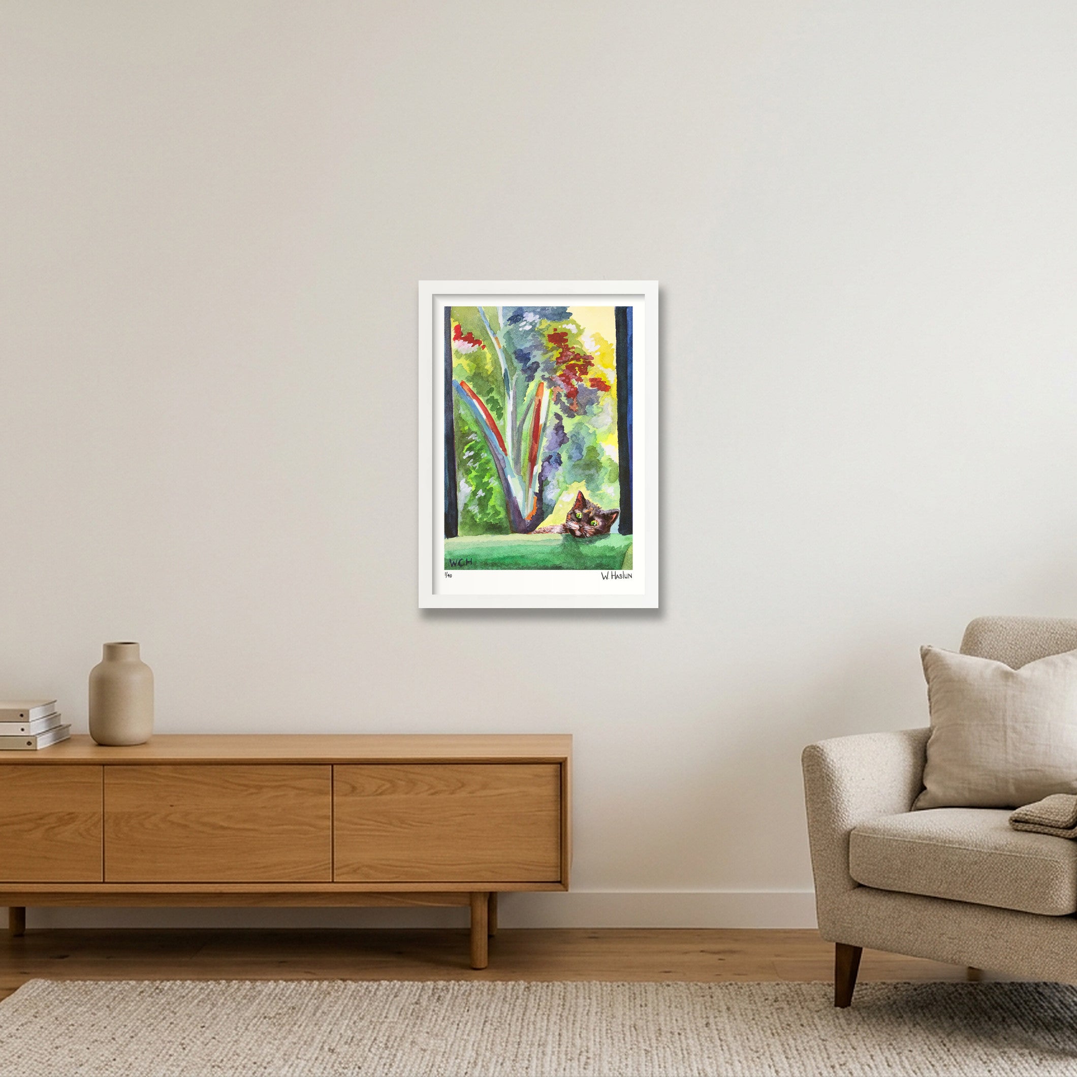 Julia's Cat — A3 (30×42cm, 12×17") White Frame