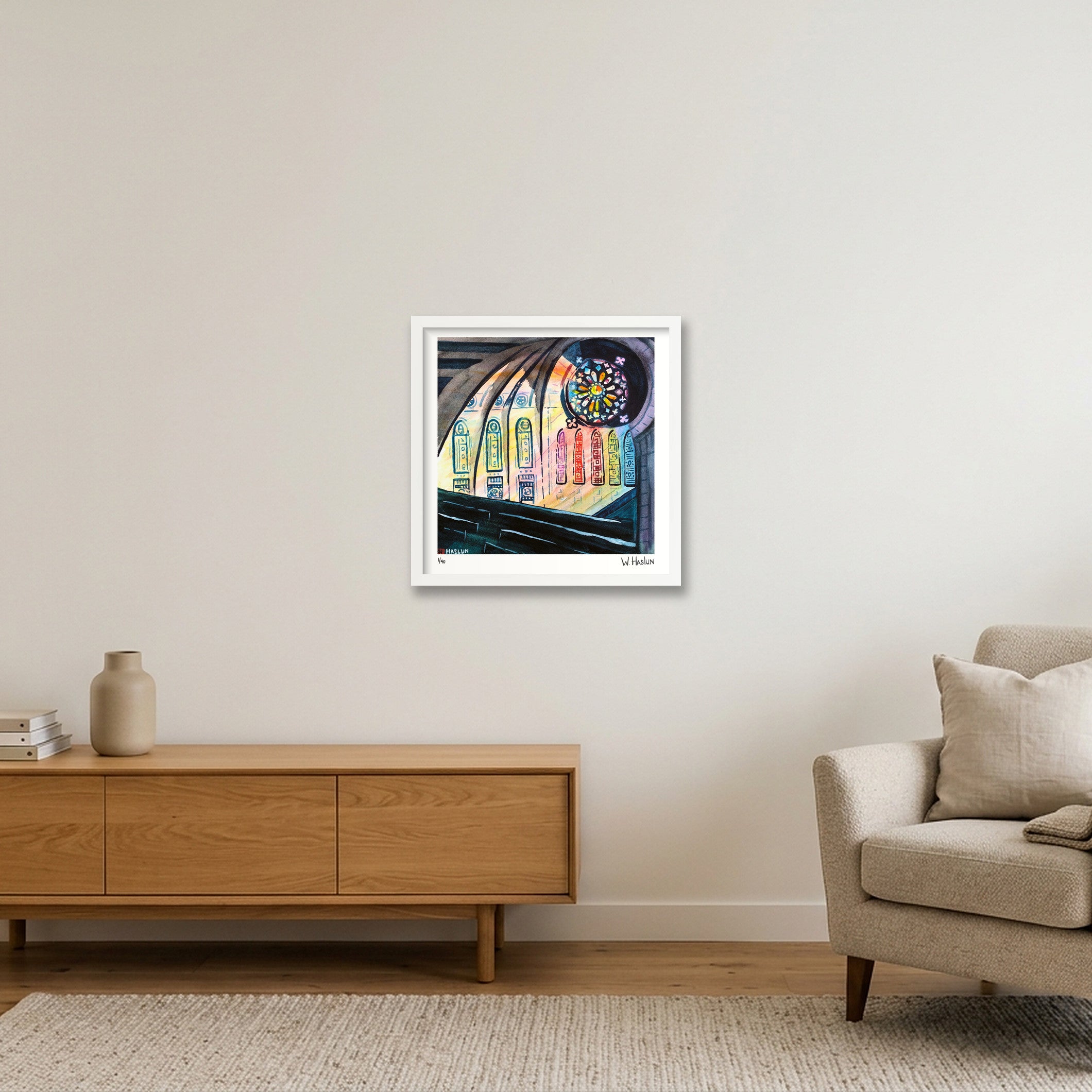 Divine Light — 40×40cm, 16×16" White Frame