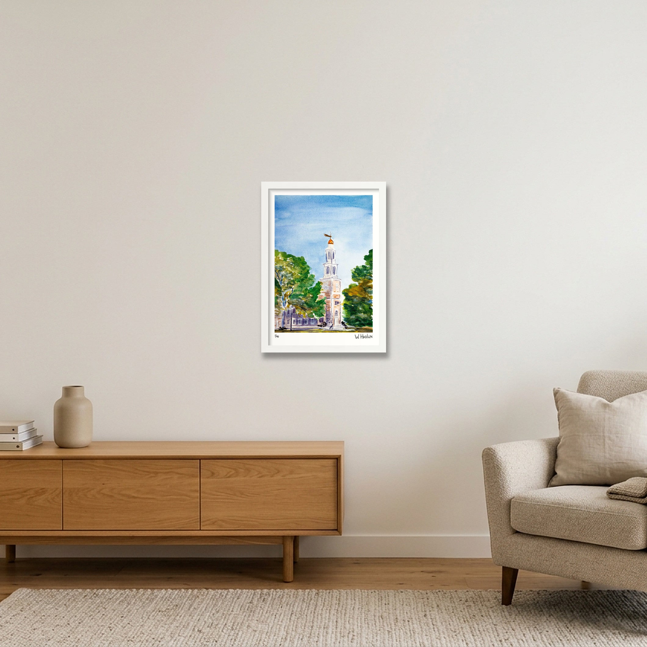 Hamilton College Chapel — A3 (30×42cm, 12×17") White Frame