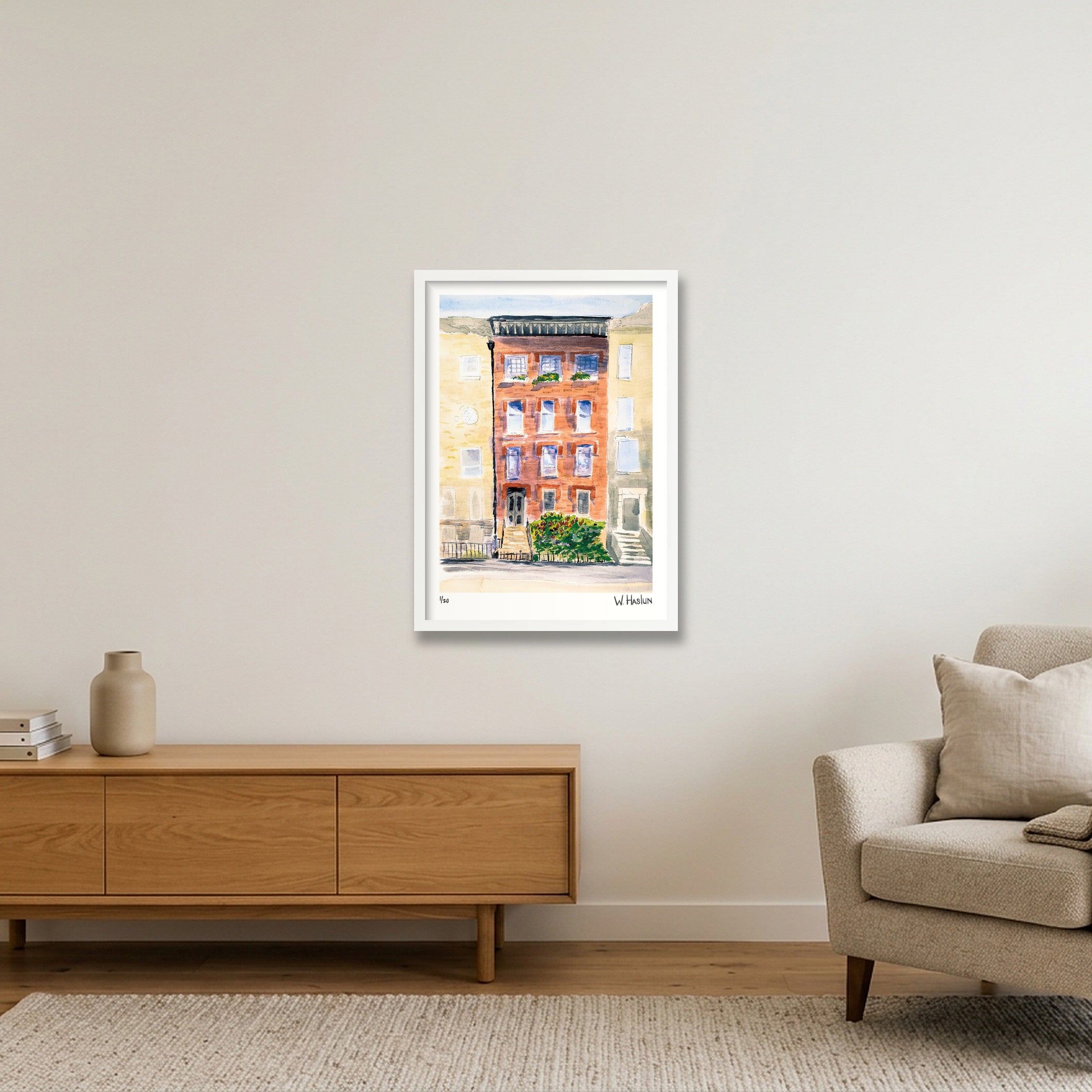 Brownstone No 1 — 42×59cm, 17×23" White Frame