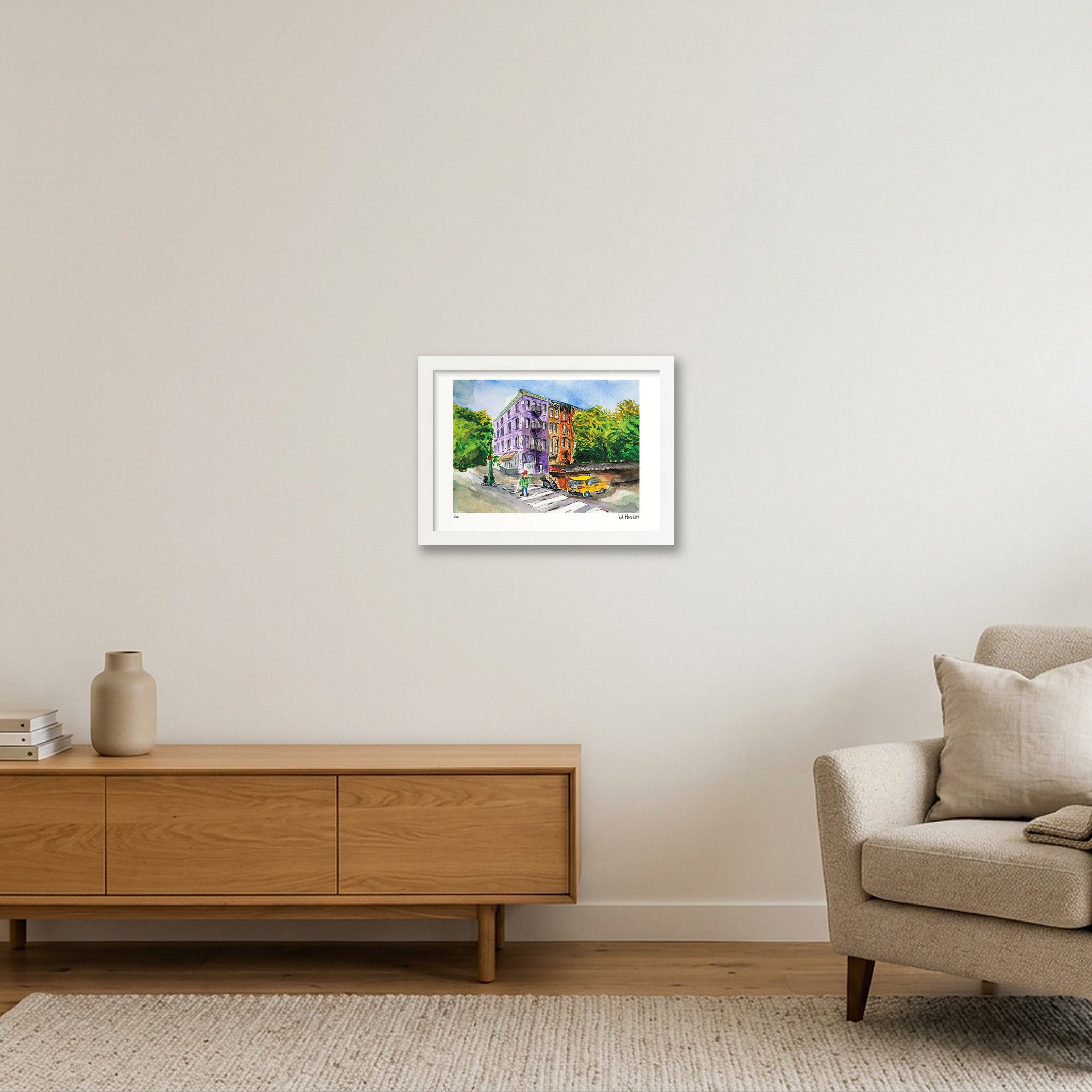 Purple Building on W73rd — A4 (30×21cm, 12×8") White Frame
