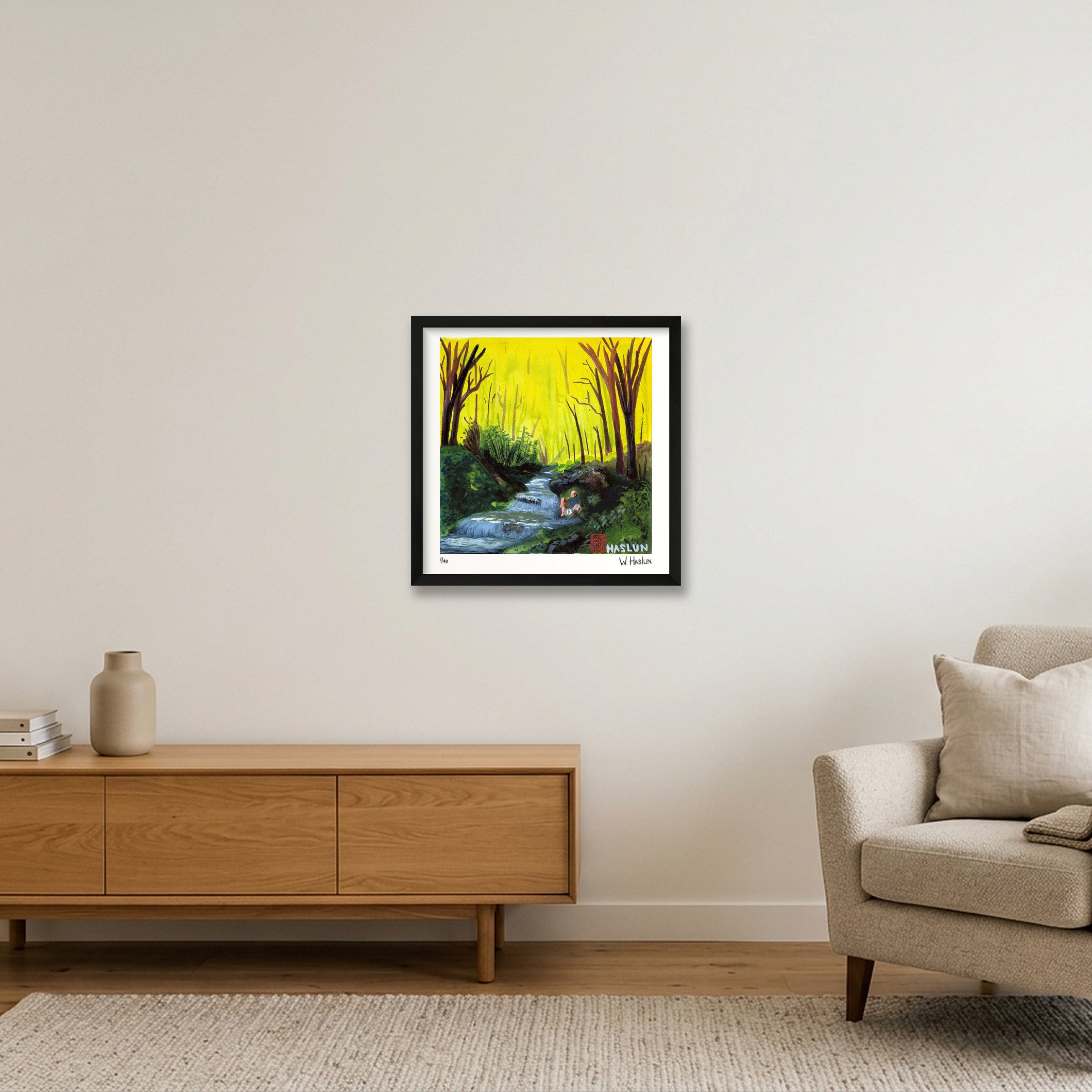 Forest Spring — 40×40cm, 16×16" Black Frame