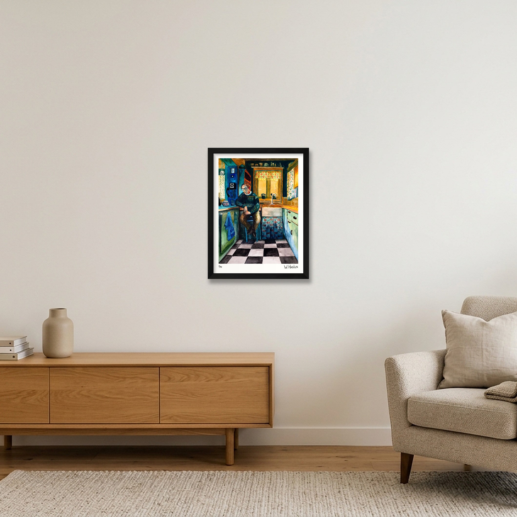 Kitchen Curtains — 30×40cm, 12×16" Black Frame
