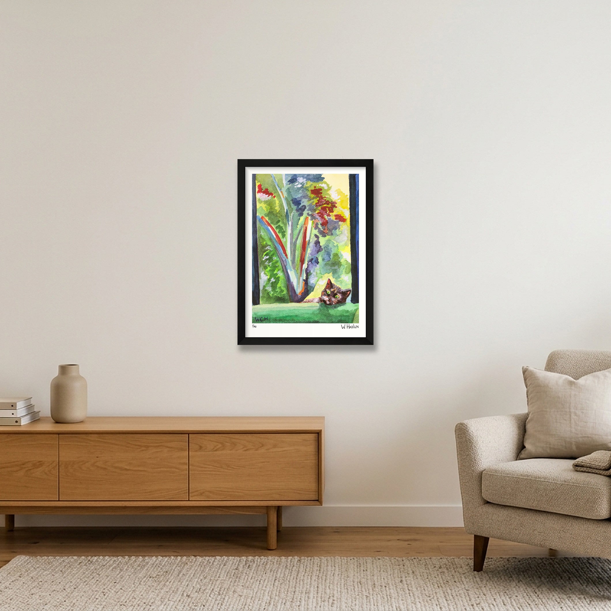 Julia's Cat — A3 (30×42cm, 12×17") Black Frame