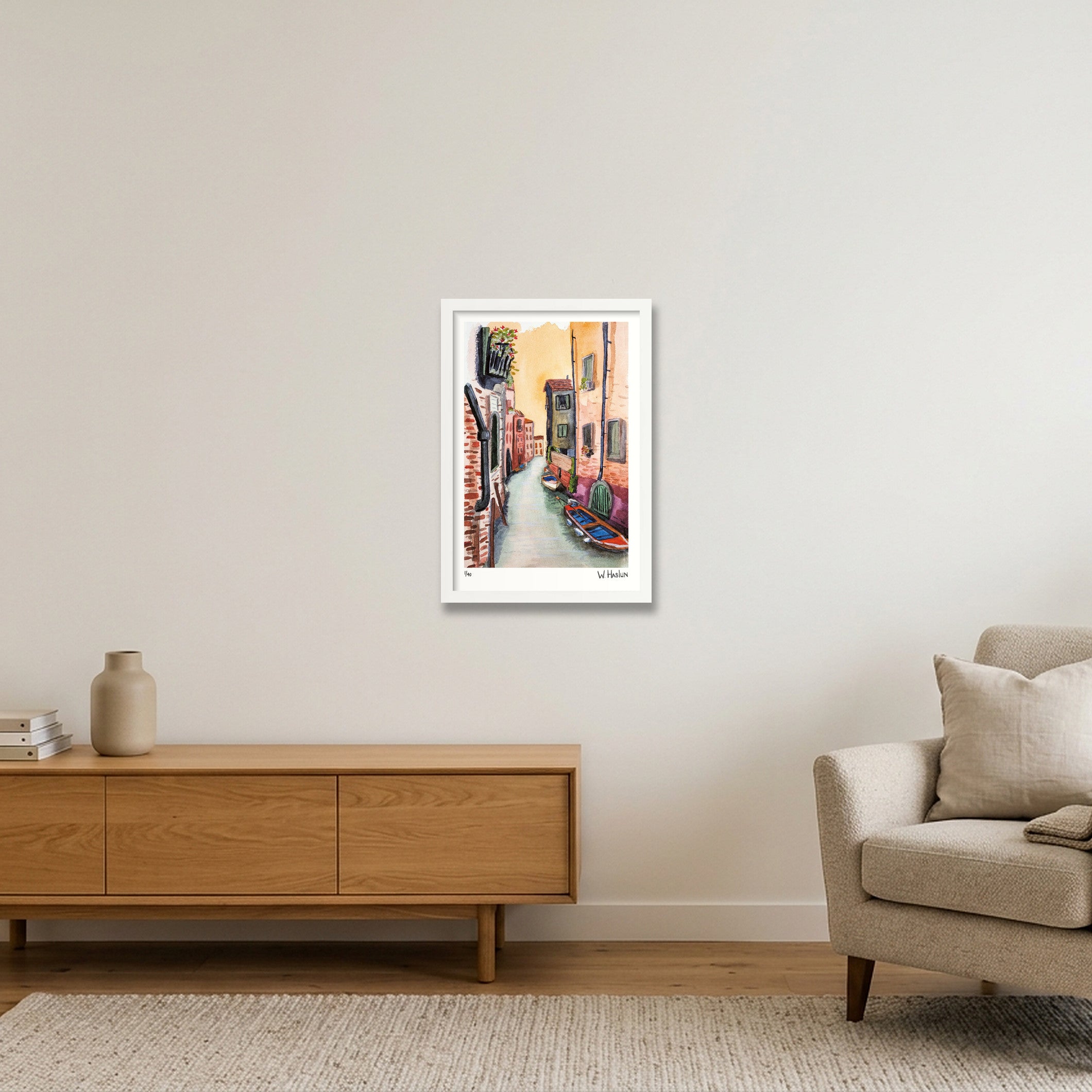 Venice Canal — 30×45cm, 12×18" White Frame