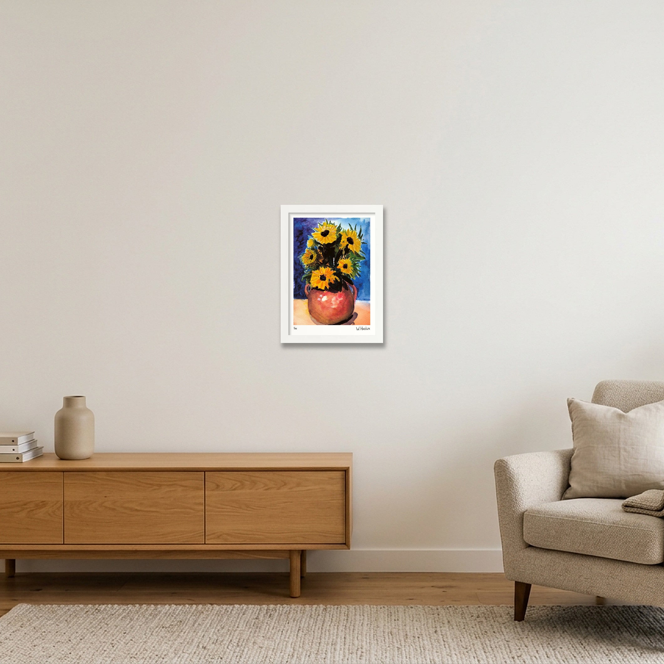 Sun Flower Vase — A4 (21×30cm, 8×12") White Frame