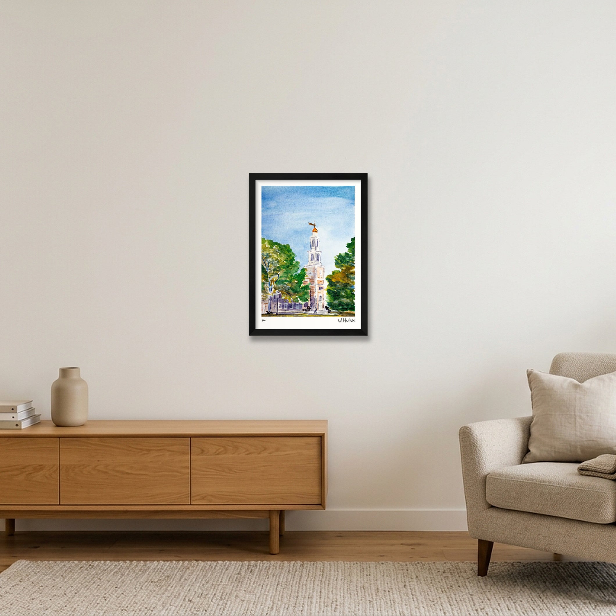 Hamilton College Chapel — A3 (30×42cm, 12×17") Black Frame