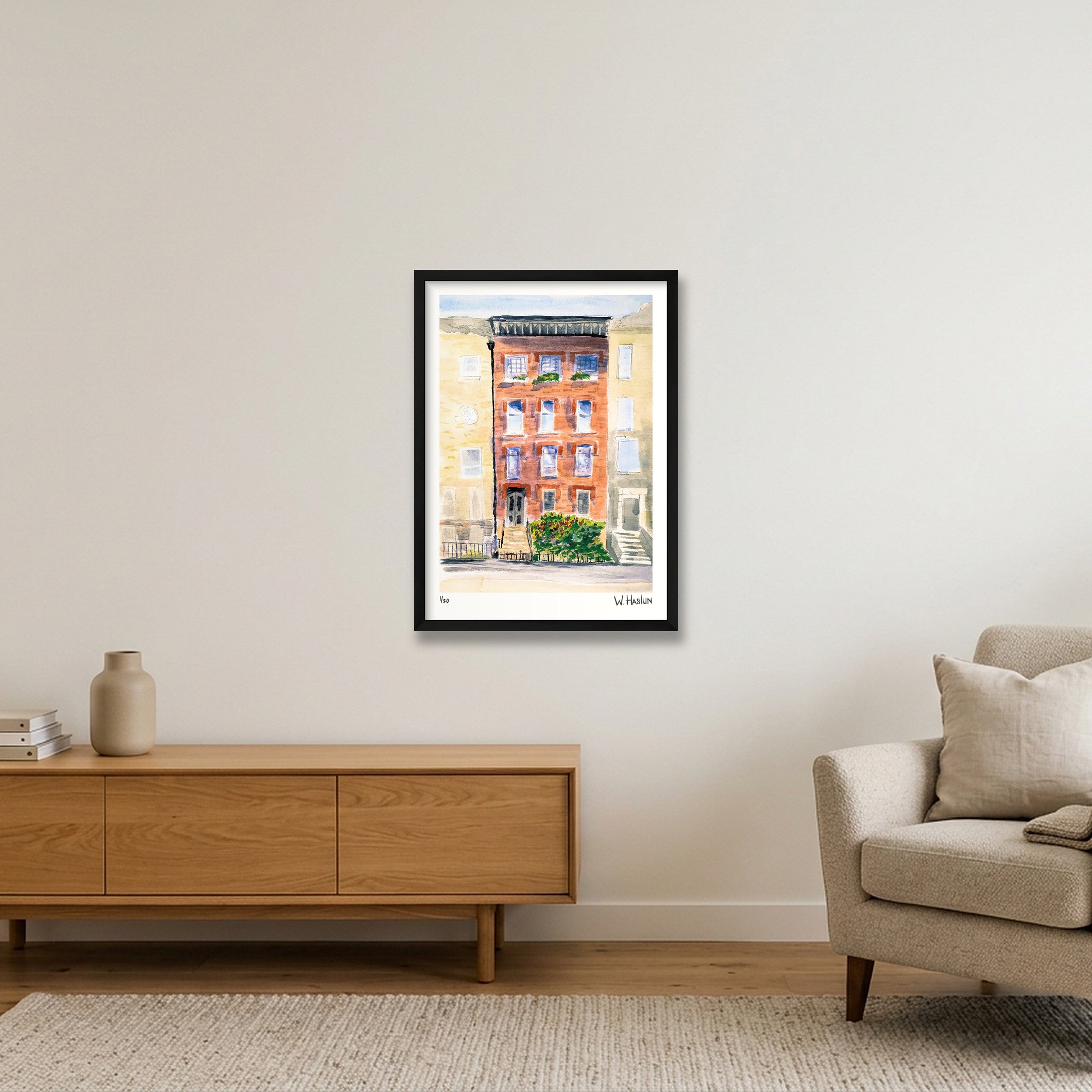 Brownstone No 1 — 42×59cm, 17×23" Black Frame