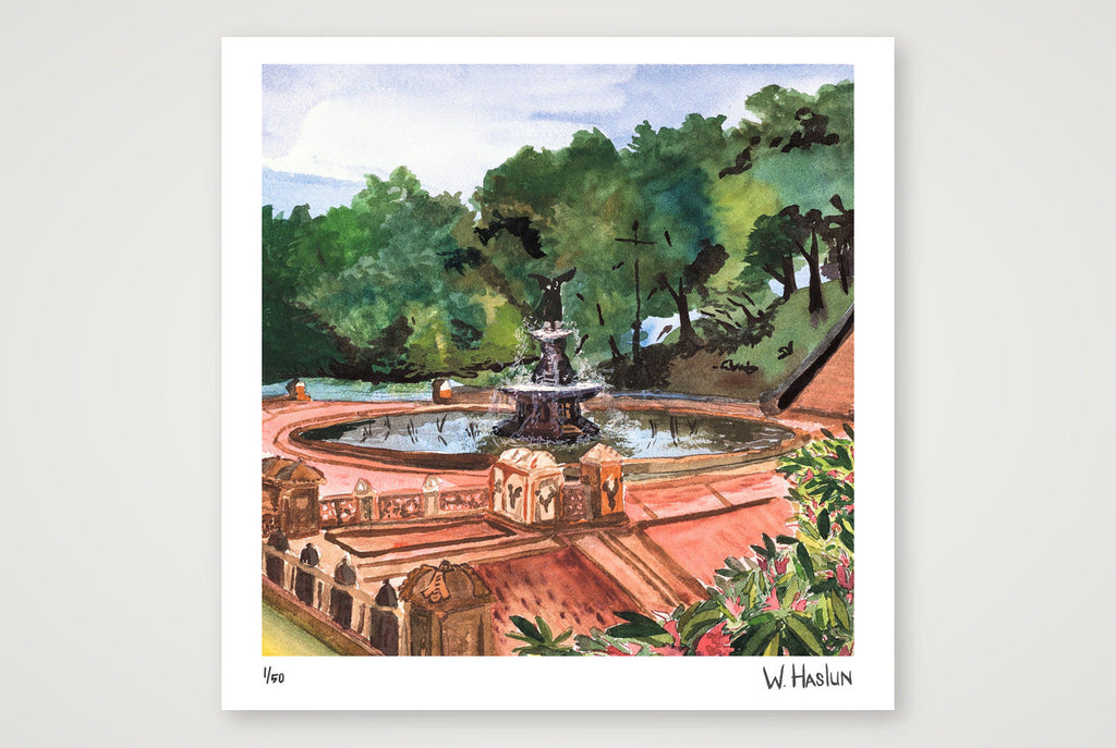 Bethesda Fountain — 30×30cm, 12×12" Print only
