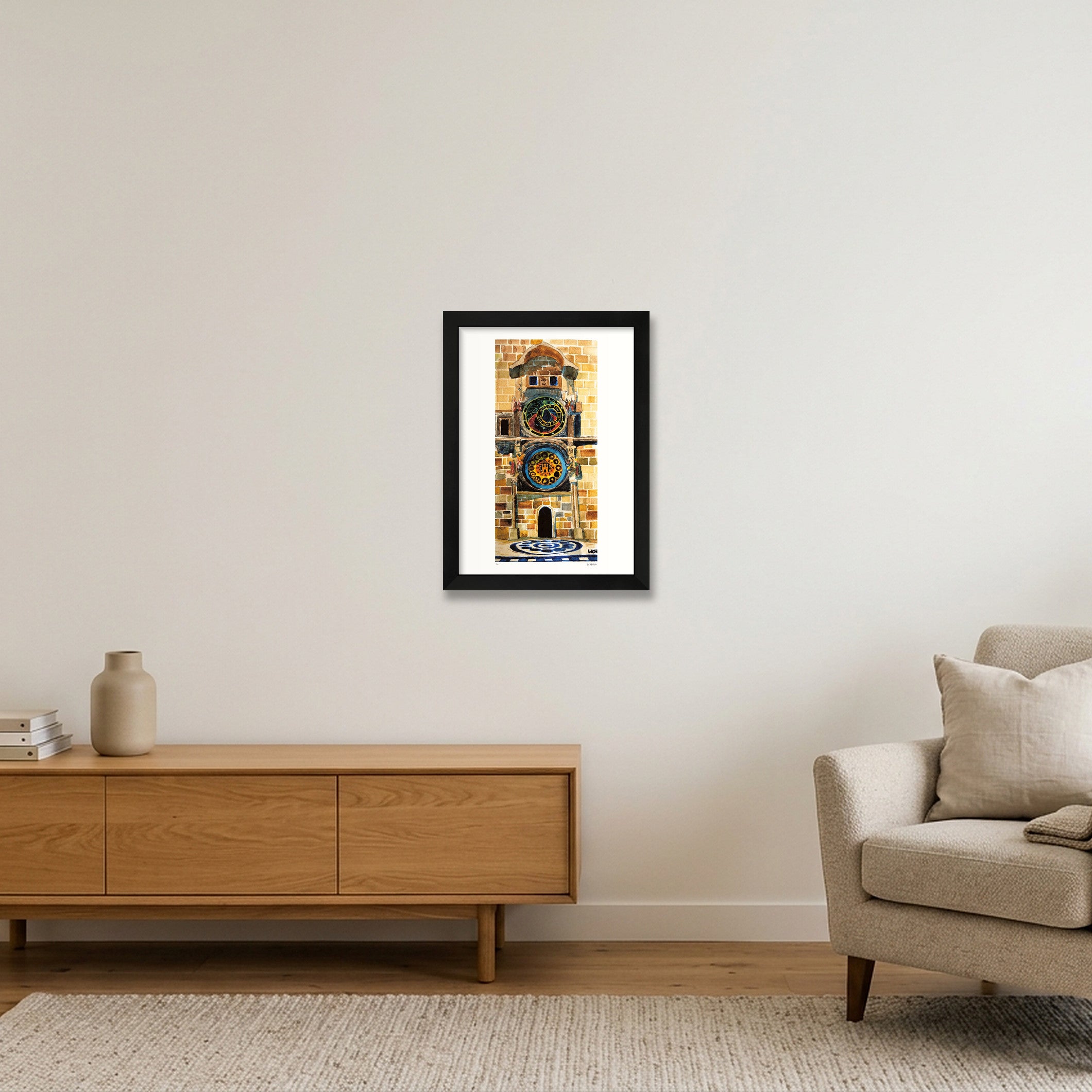 Prague Astronomical Clock — A4 (21×30cm, 8×12") Black Frame