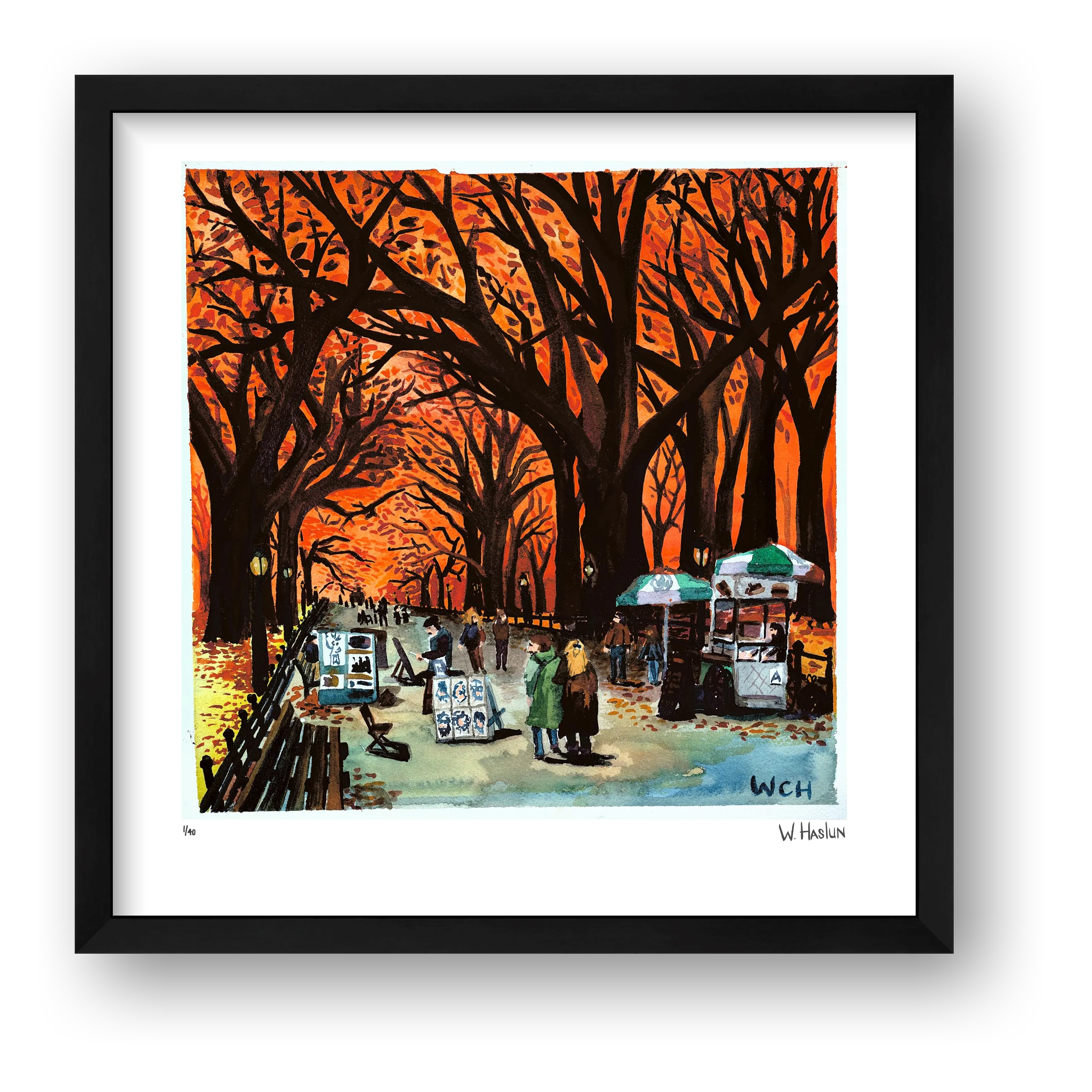 Orange Canopy Over Central Park — framed