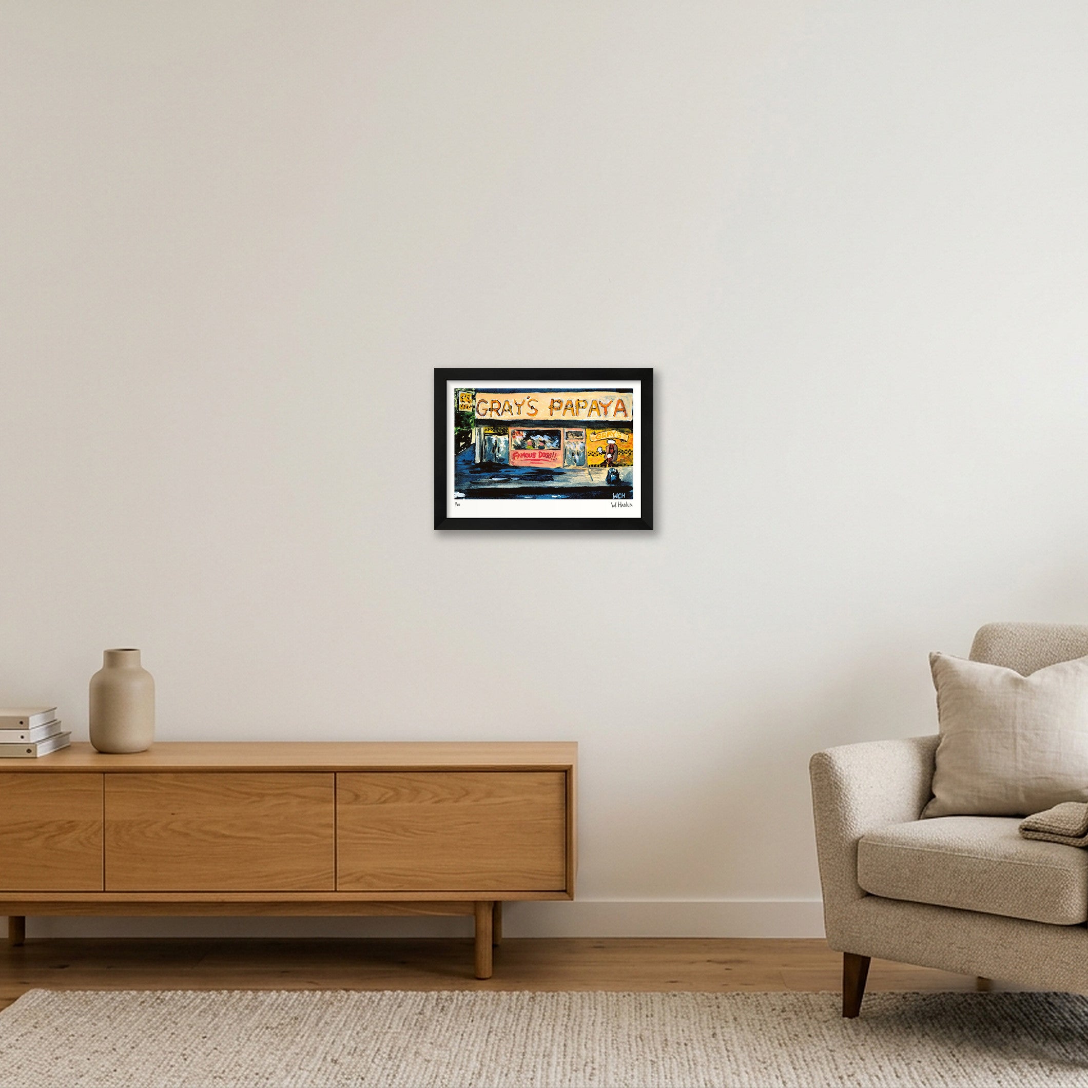 Gray's Papaya Famous Dogs — A4 (30×21cm, 12×8") Black Frame