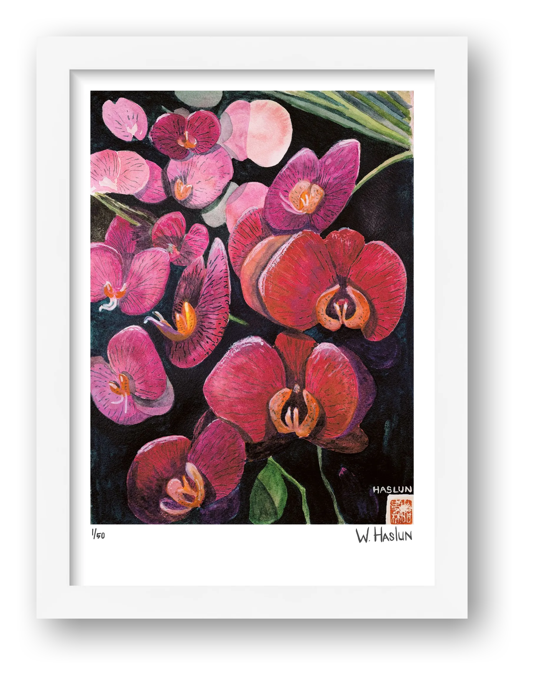Pink Orchids — framed