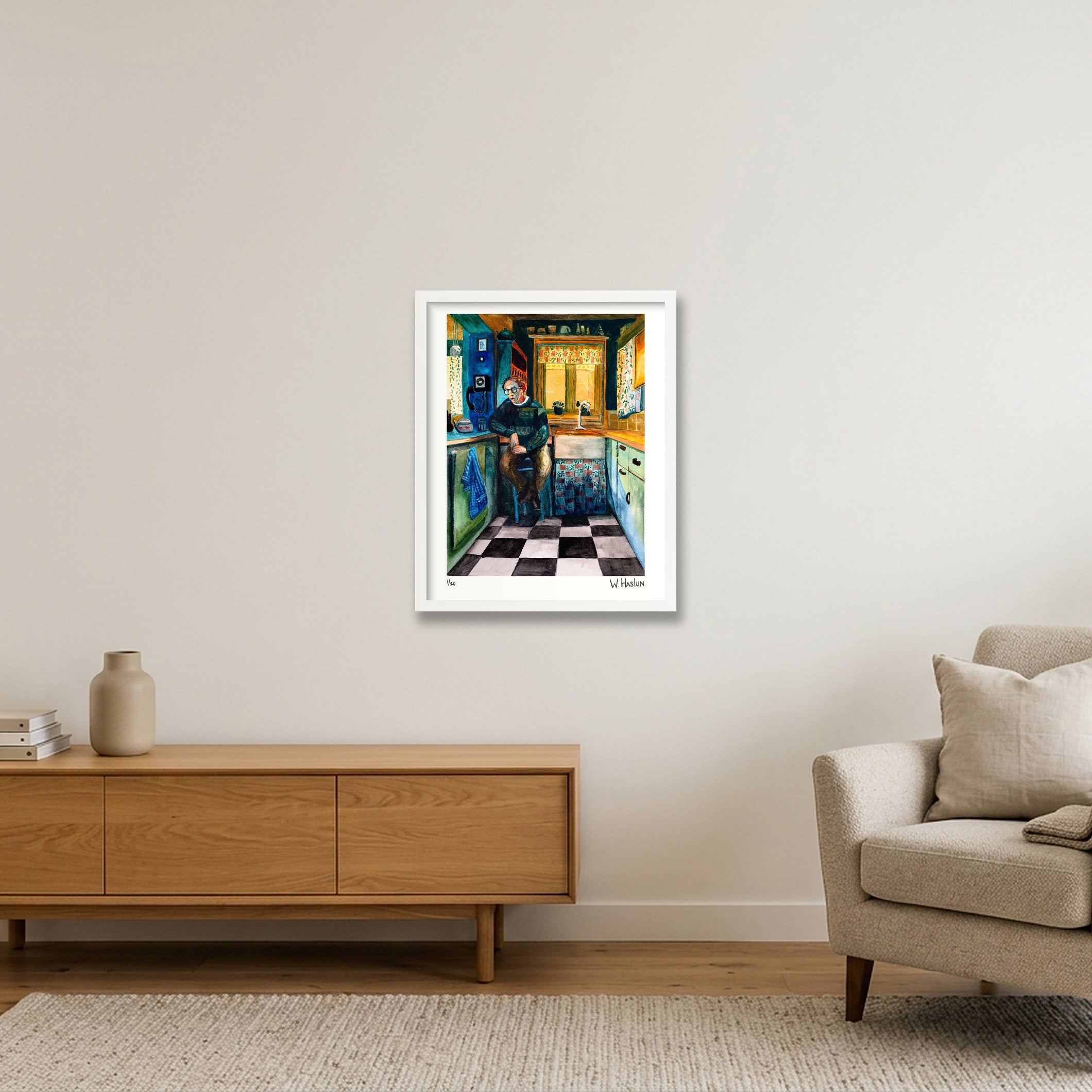 Kitchen Curtains — 40×50cm, 16×20" White Frame