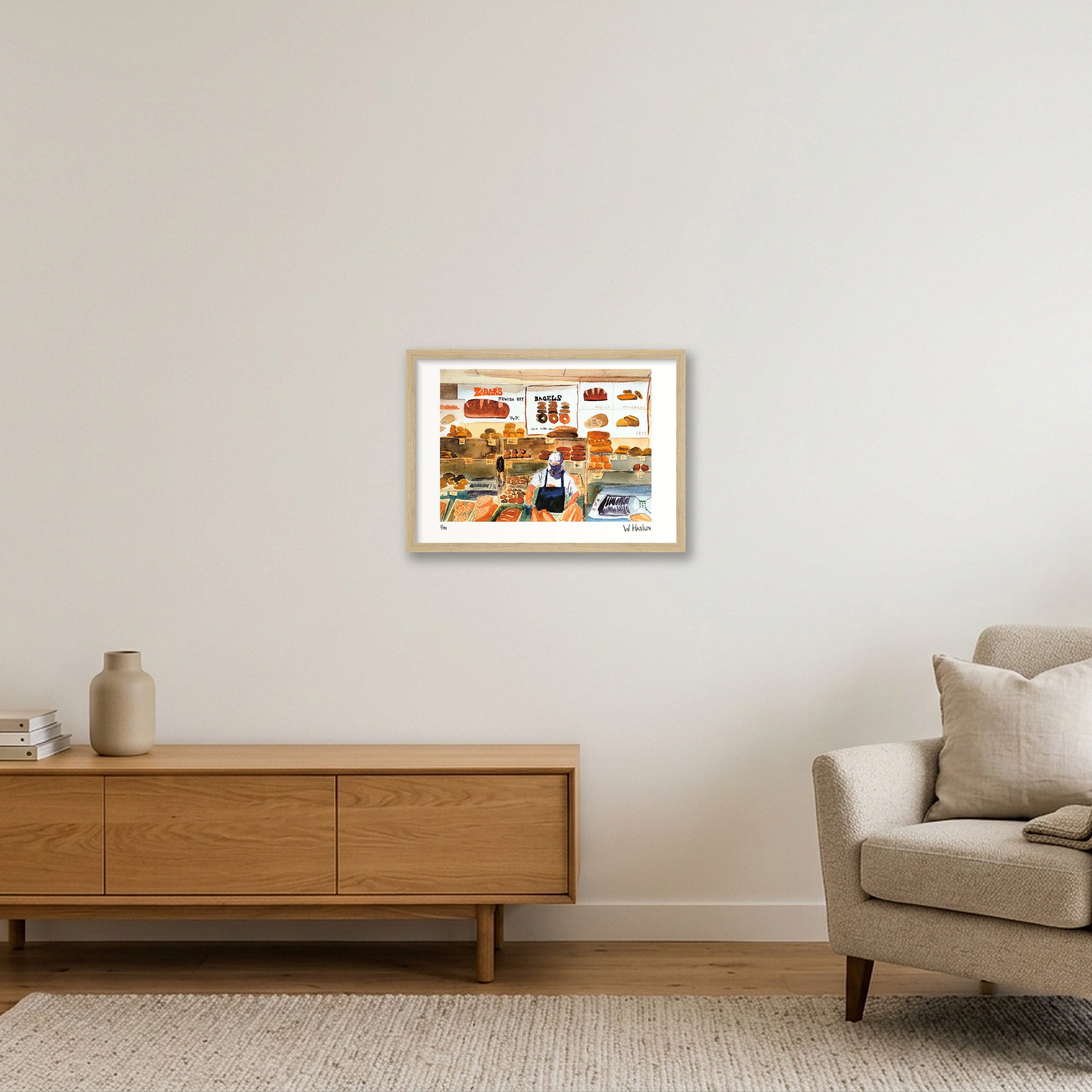 Zabar's Bakery — A3 (42×30cm, 17×12") Oak Frame