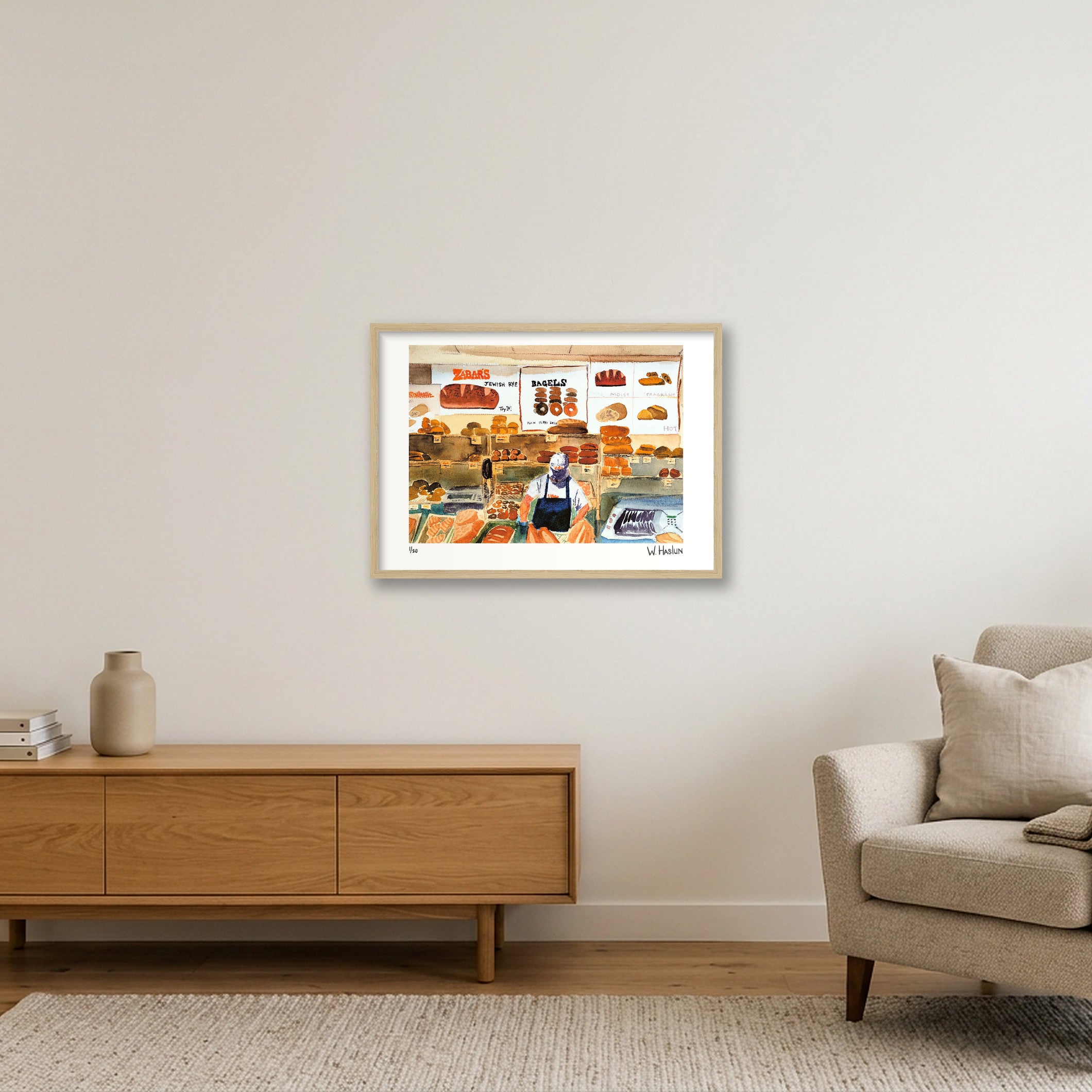Zabar's Bakery — 59×42cm, 23×17" Oak Frame