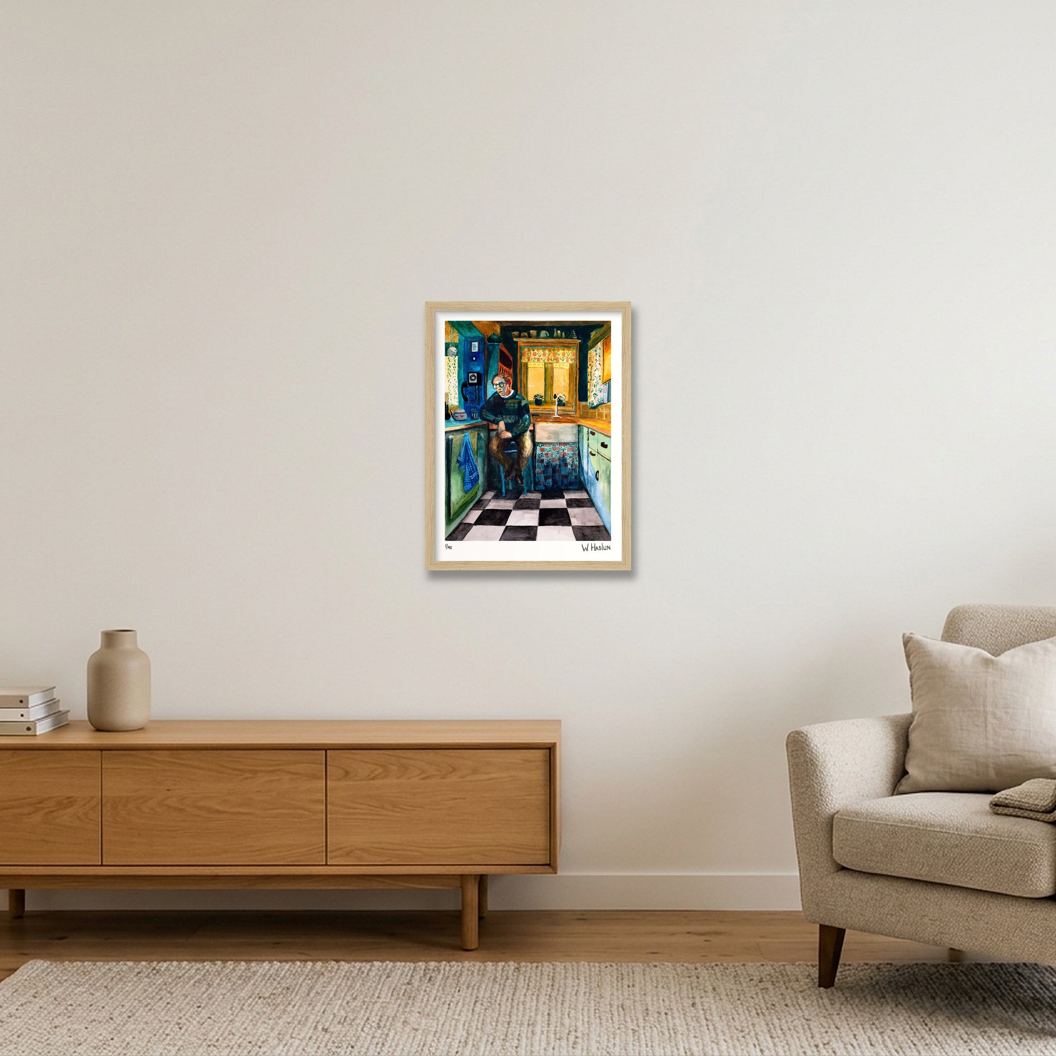 Kitchen Curtains — 30×40cm, 12×16" Oak Frame