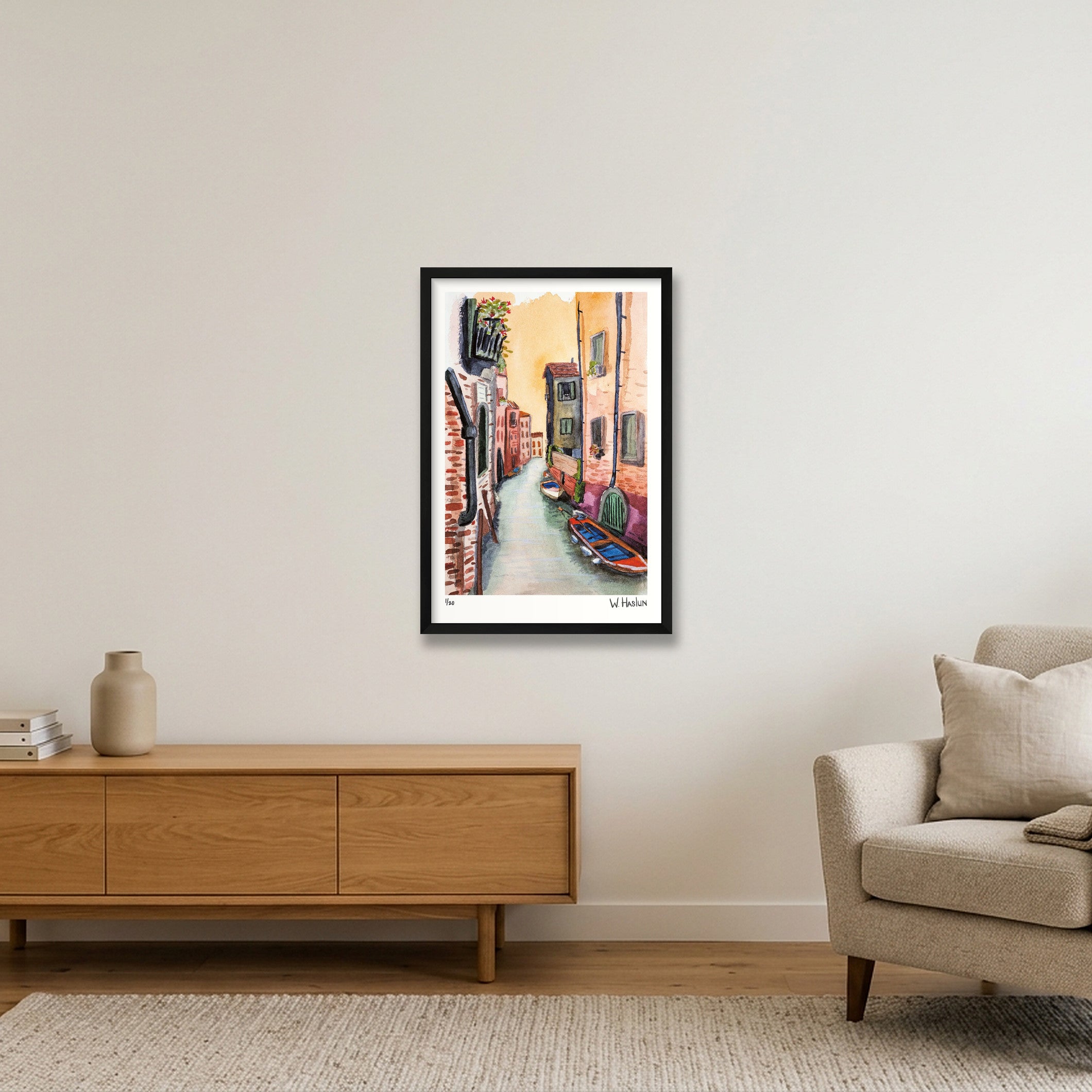 Venice Canal — 40×60cm, 16×24" Black Frame