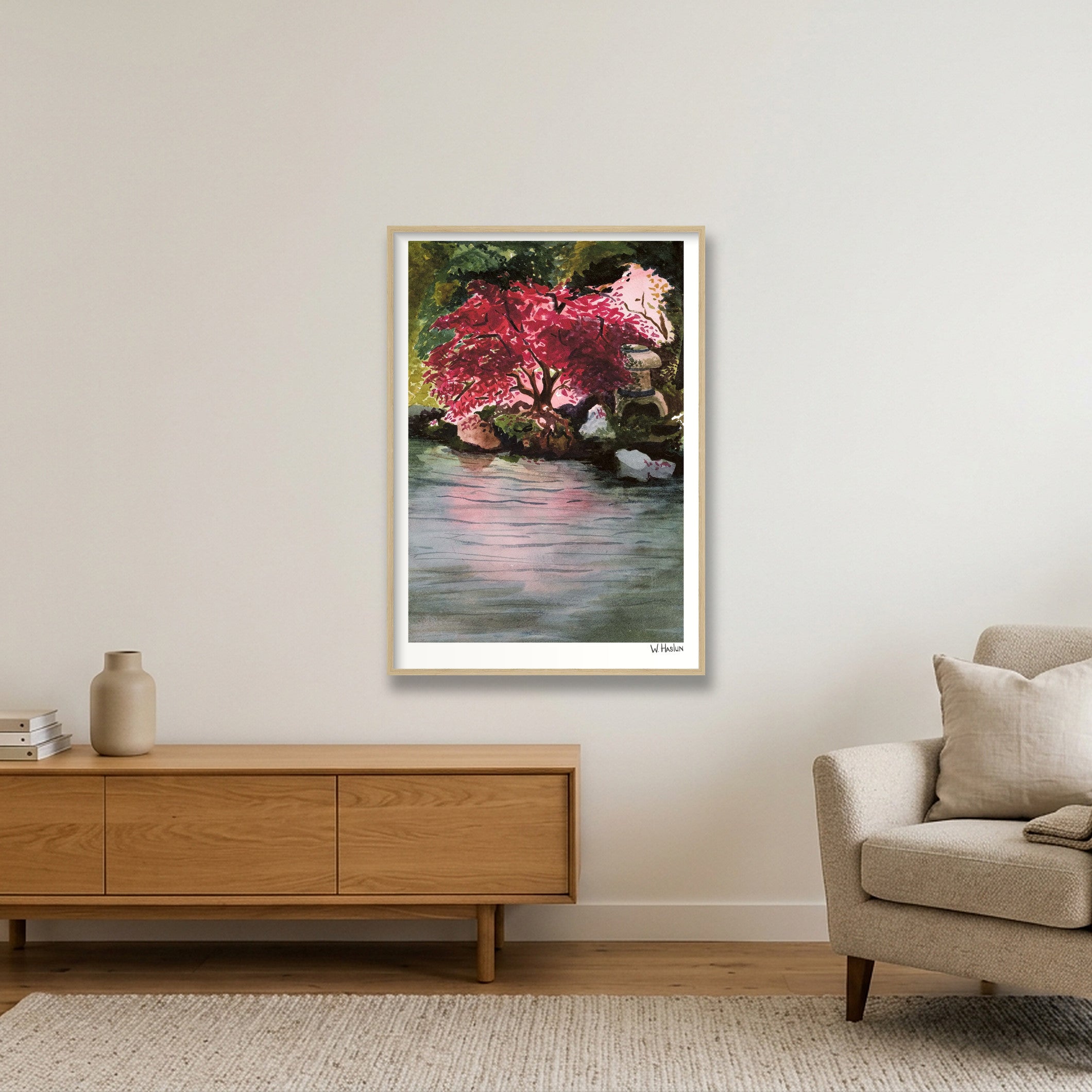 Japanese Maple — 70×100cm, 28×39" Oak Frame
