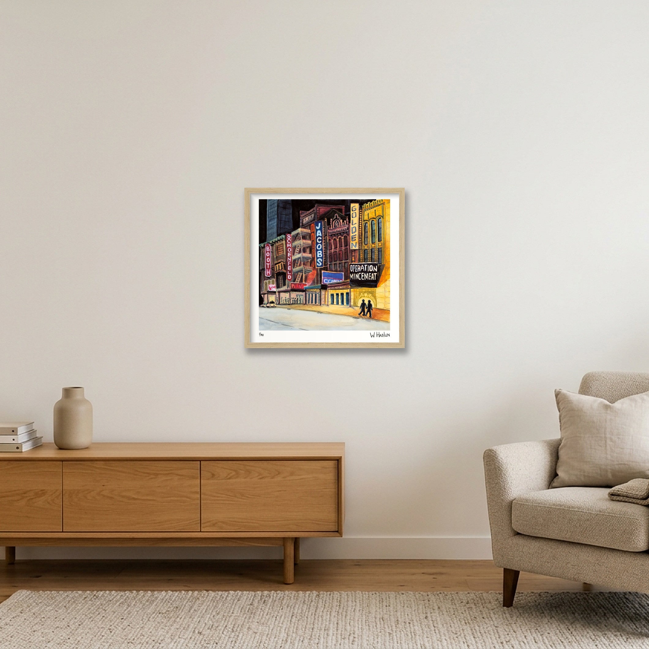 Broadway Marquees — 40×40cm, 16×16" Oak Frame