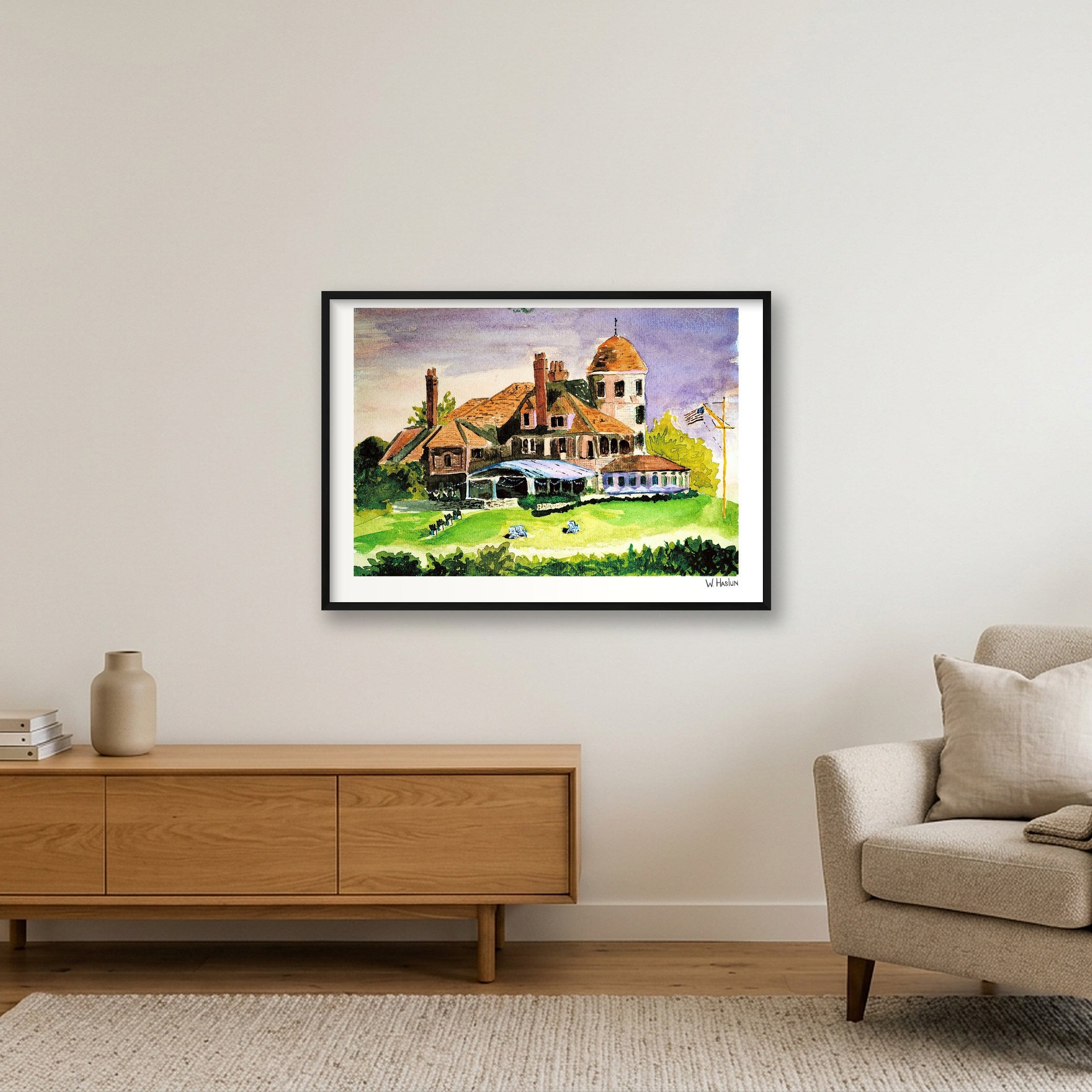 Sunset at Castle Hill Inn — 100×70cm, 39×28" Black Frame
