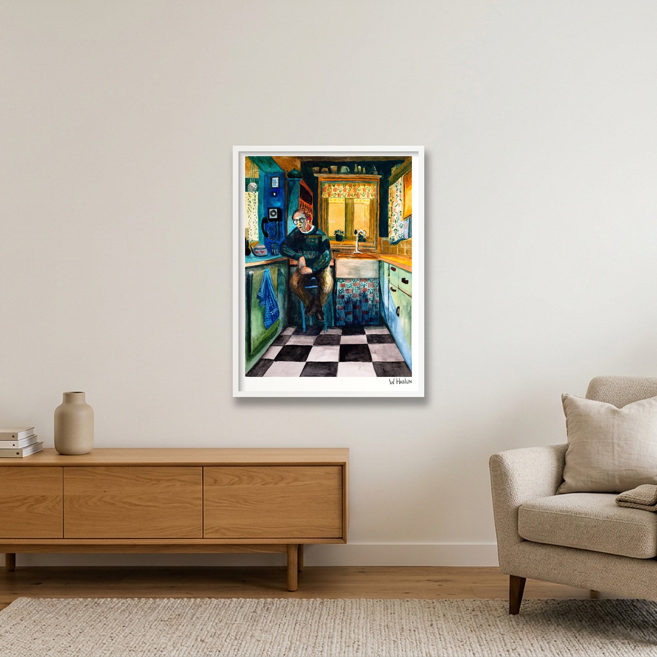Kitchen Curtains — 60×80cm, 24×31" White Frame